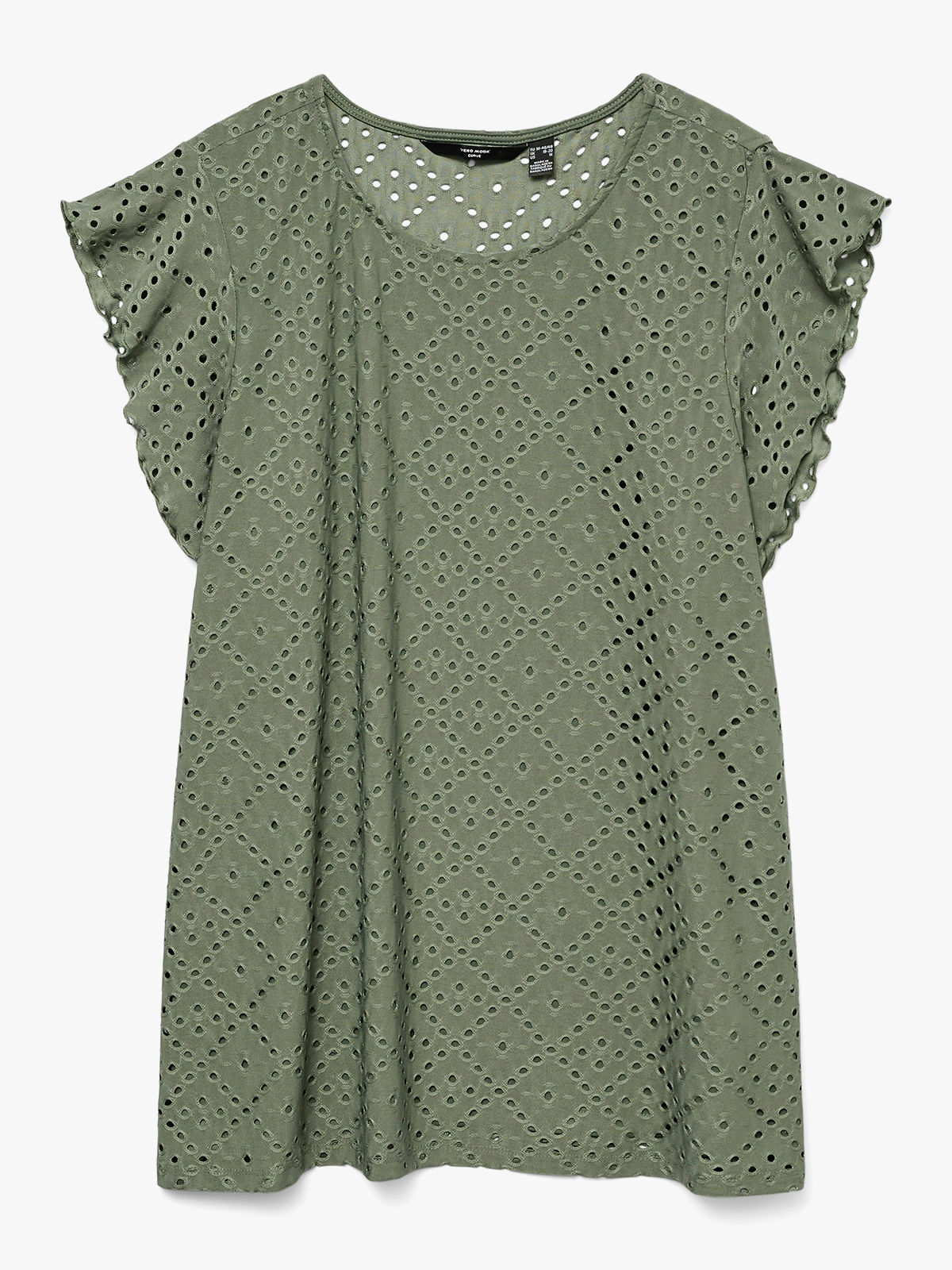 Vero Moda Curve Tassa Short Sleeve Frill Top Laurel Wreath