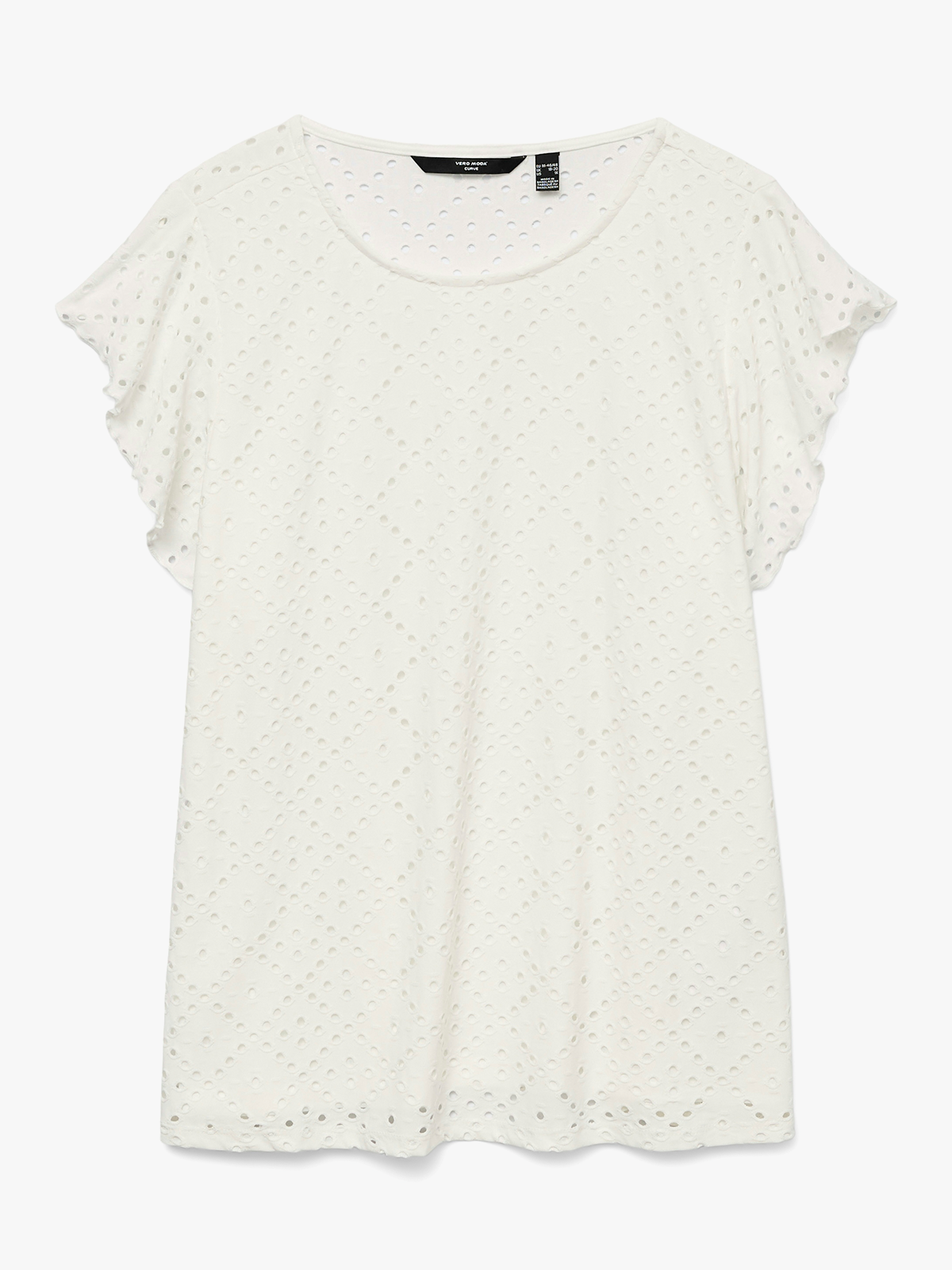 Vero Moda Curve Tassa Short Sleeve Frill Top Snow White