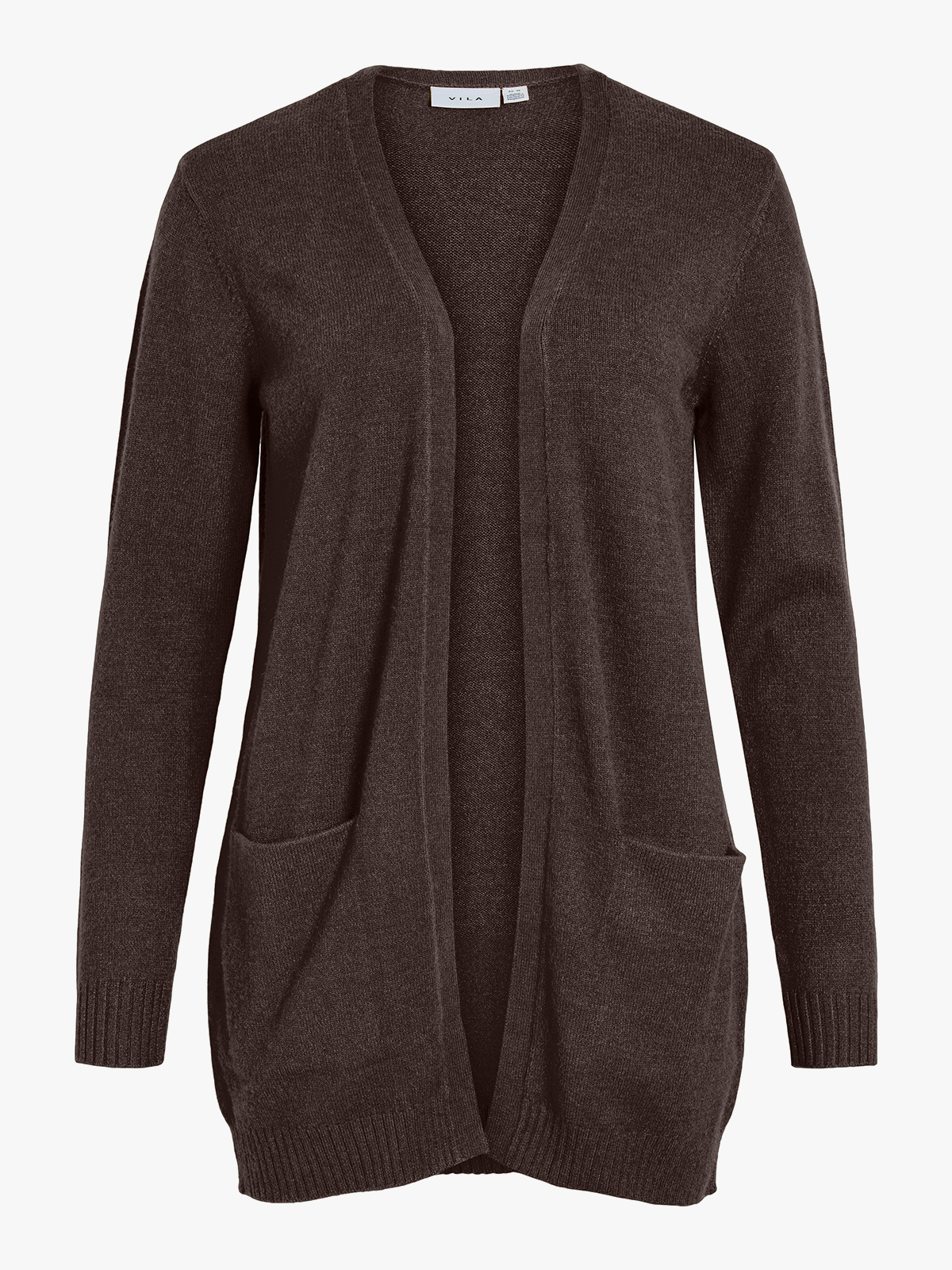 Vila Viril Open Long Sleeve Knit Cardigan Coffee Bean