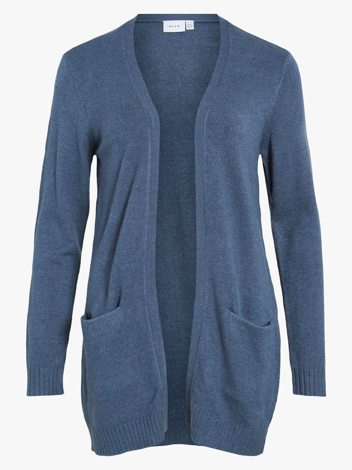 Vila Viril Open Long Sleeve Knit Cardigan Vintage Indigo