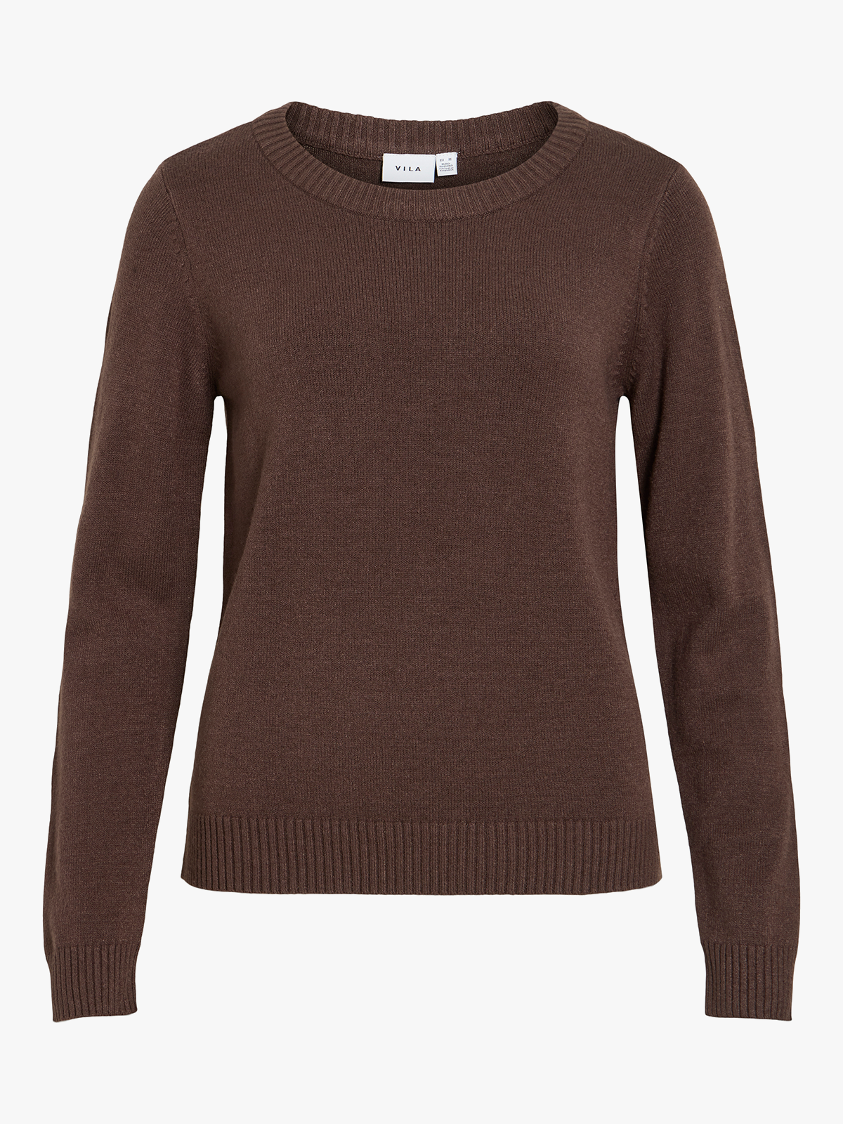 Vila Ril O-Neck Long Sleeve Knit Top Coffee Bean