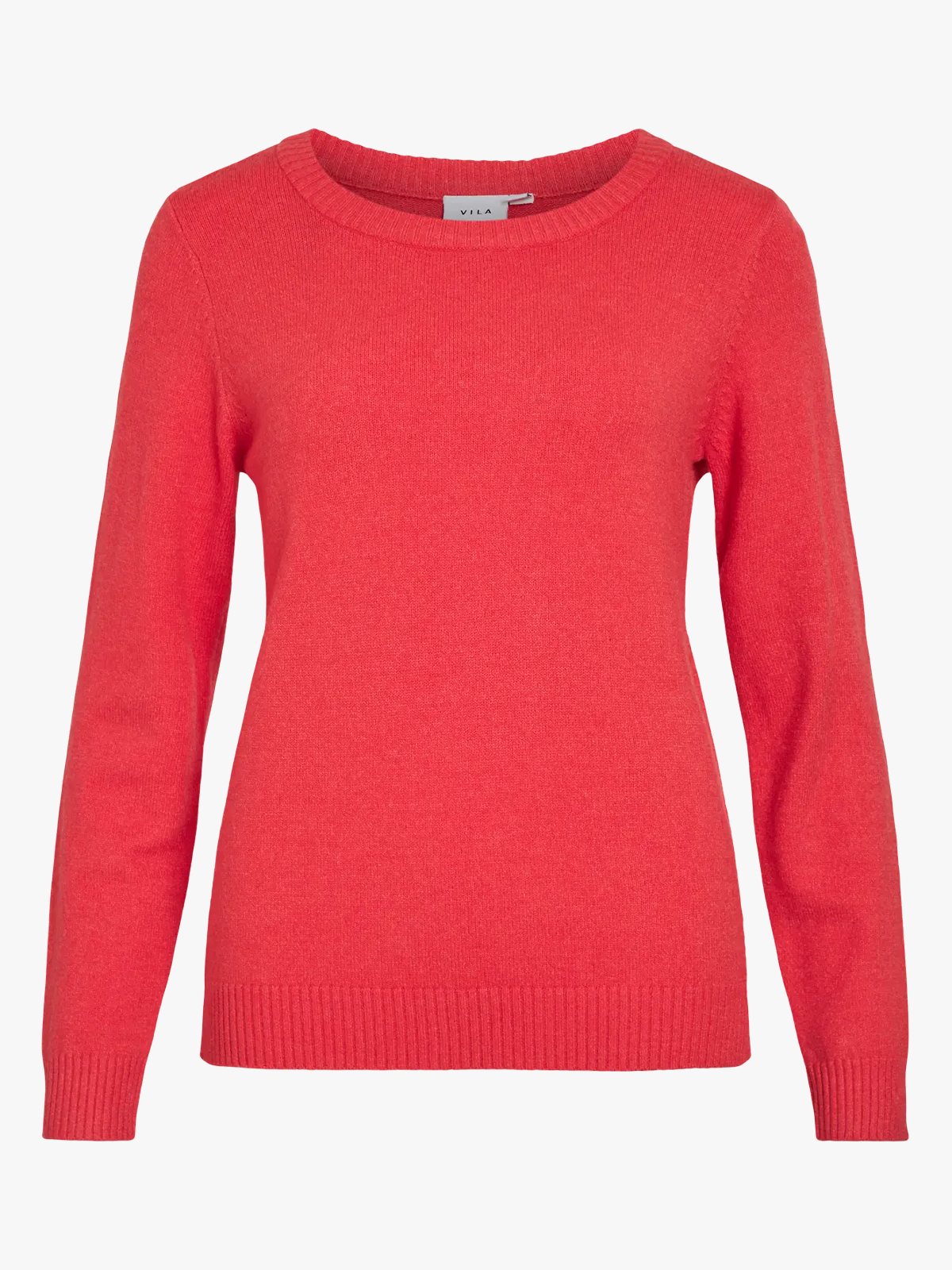 Vila Ril O-Neck Long Sleeve Knit Top Hibiscus Dark Melange