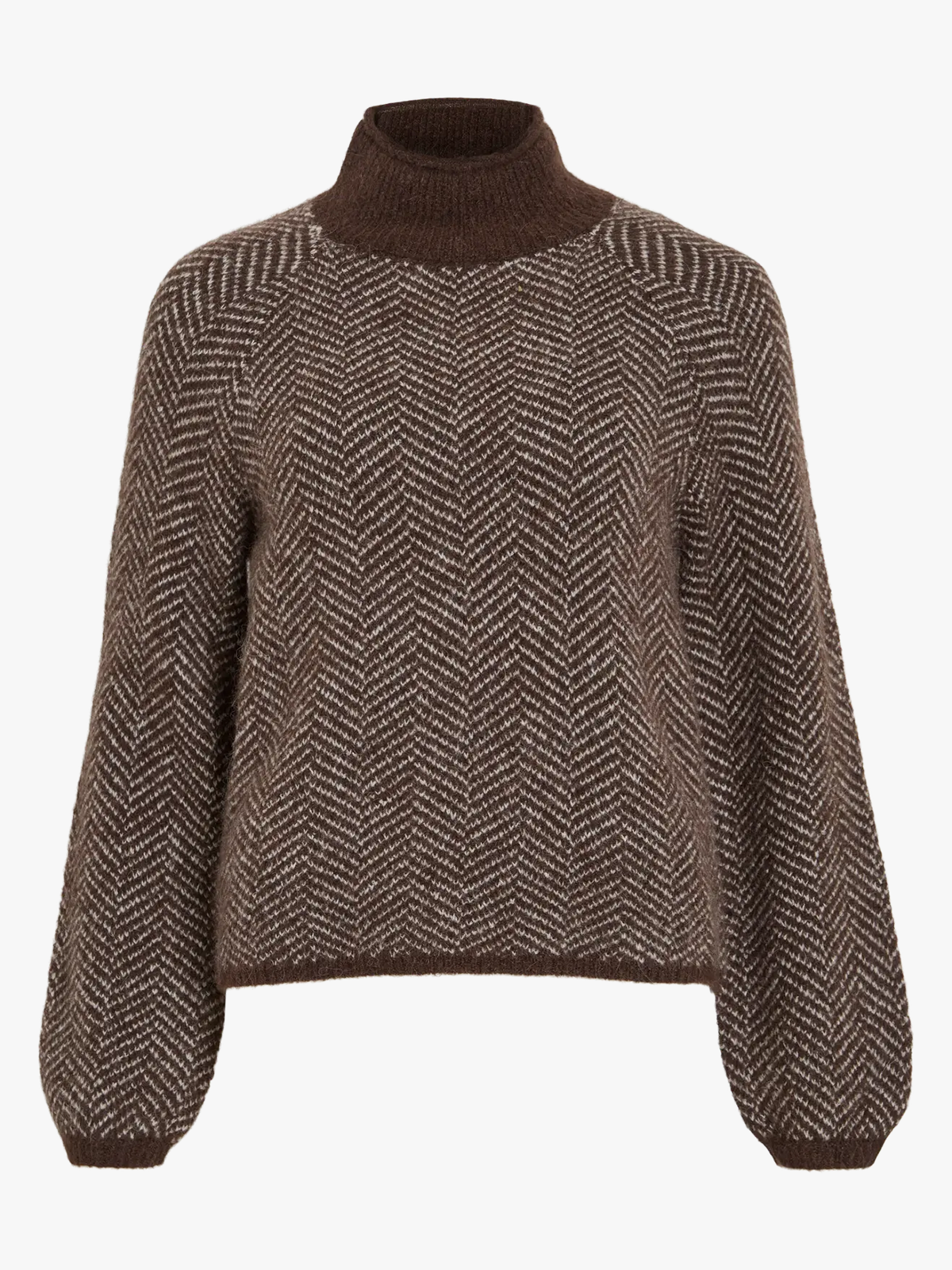Vila Lory High Neck Long Sleeve Knit Top Coffee Bean EGGNOG MELANGE