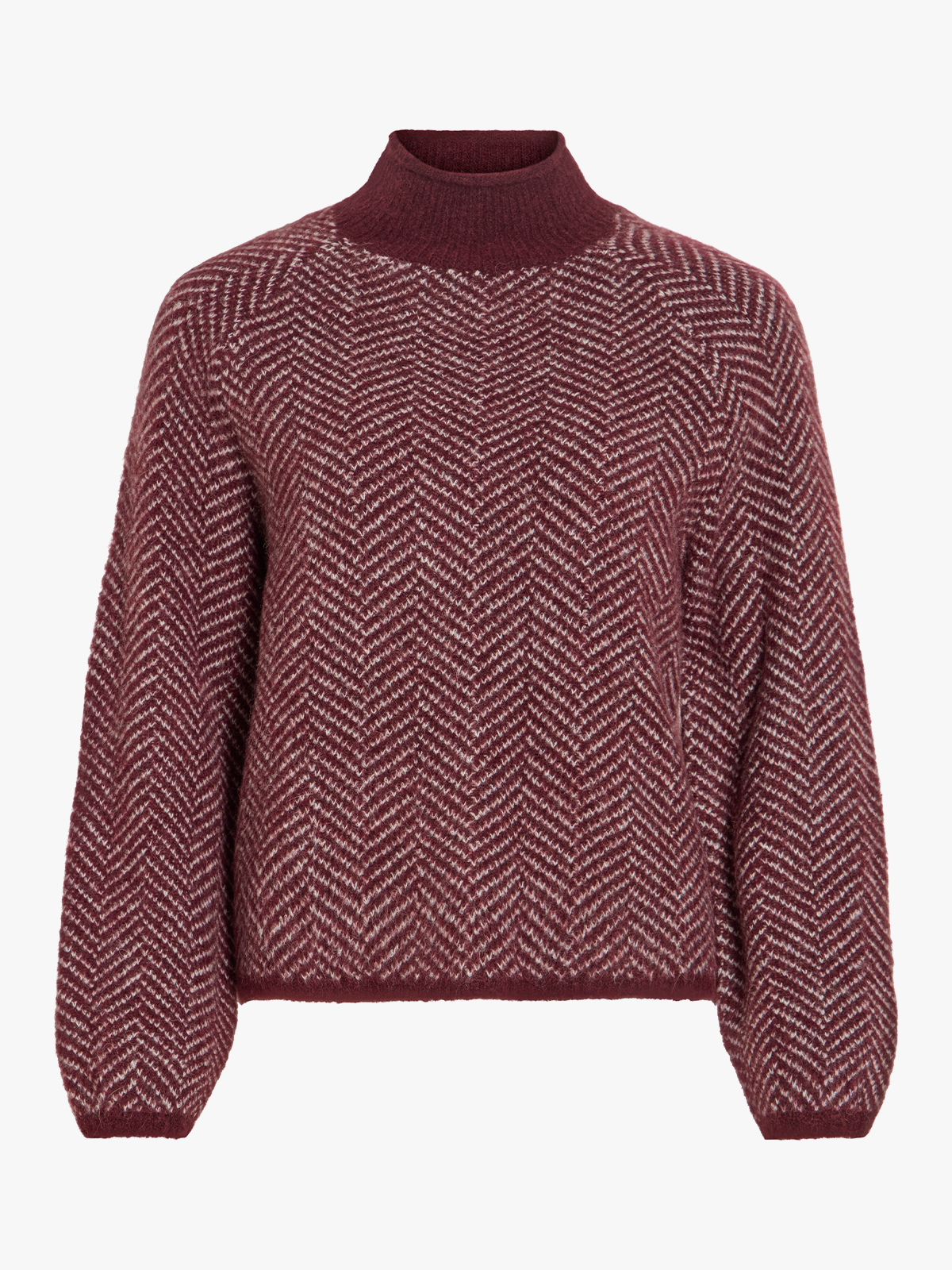 Vila Lory High Neck Long Sleeve Knit Top Port Royale / Eggnog Melange