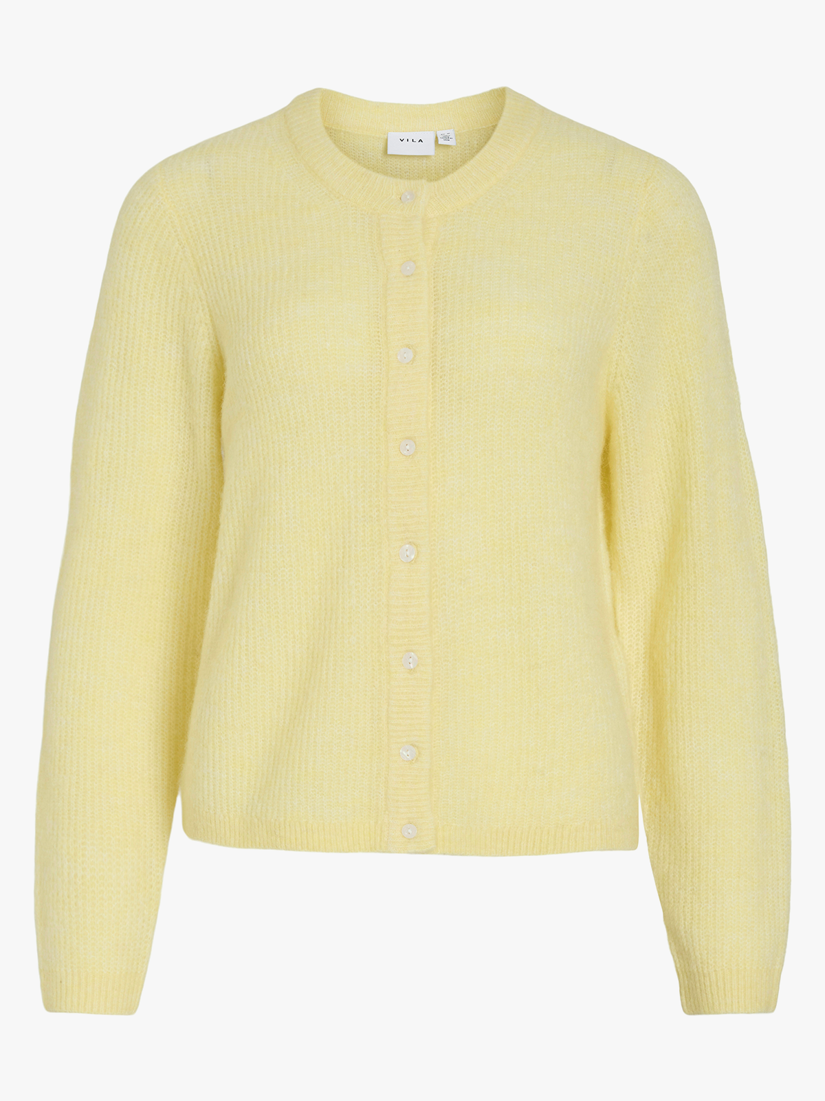 Vila Lory O-Neck Long Sleeve Knit Cardigan Pastel Yellow Melange