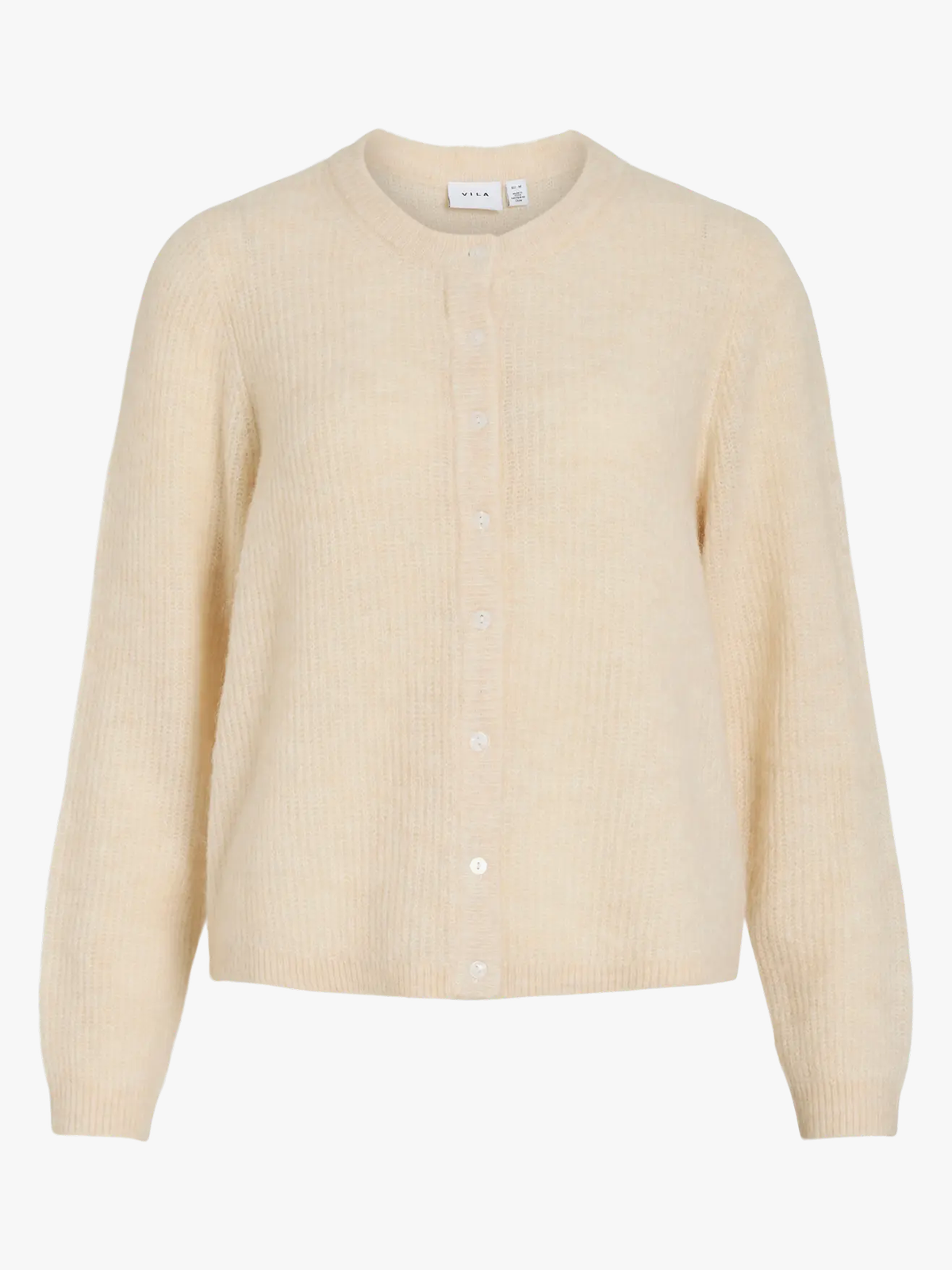 Vila Lory O-Neck Long Sleeve Knit Cardigan Sandshell Melange