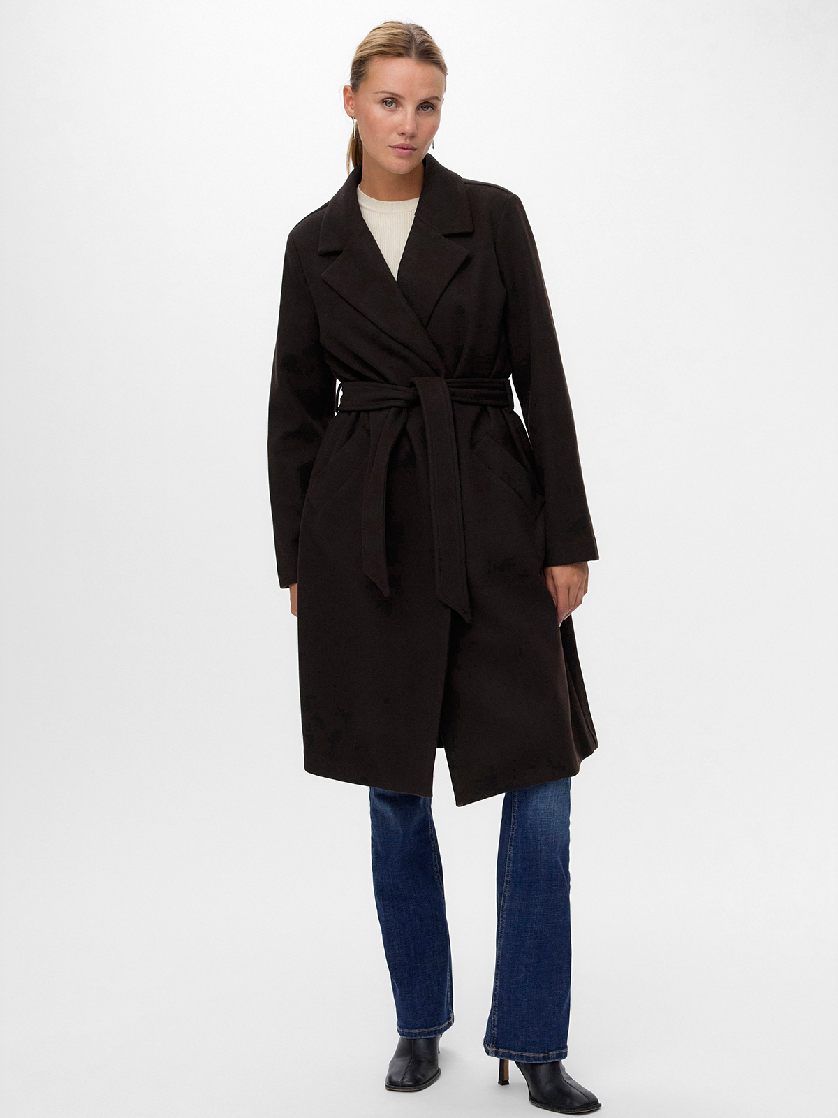 Vero Moda Fortuneaya Long Coat Chocolate Torte