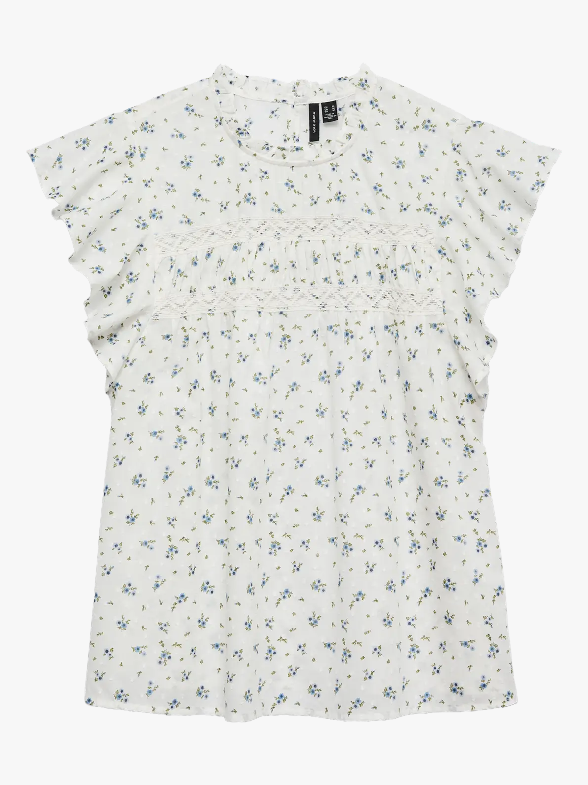 Vero Moda Trine Sleeveless Lace Top Snow White Maguerite Blue Jasper
