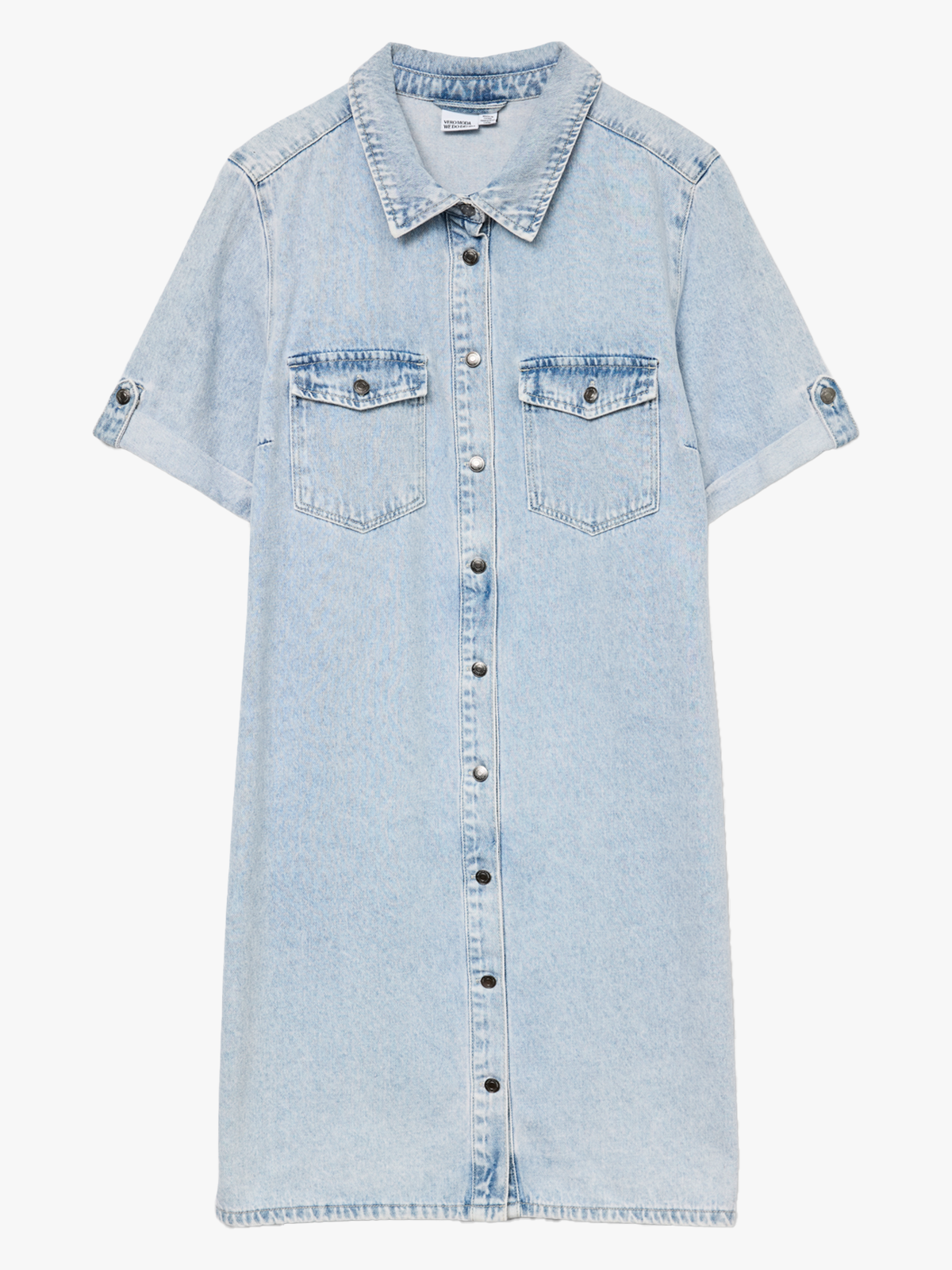 Vero Moda Jennie Short Sleeve Short Denim Dress Light Blue Denim