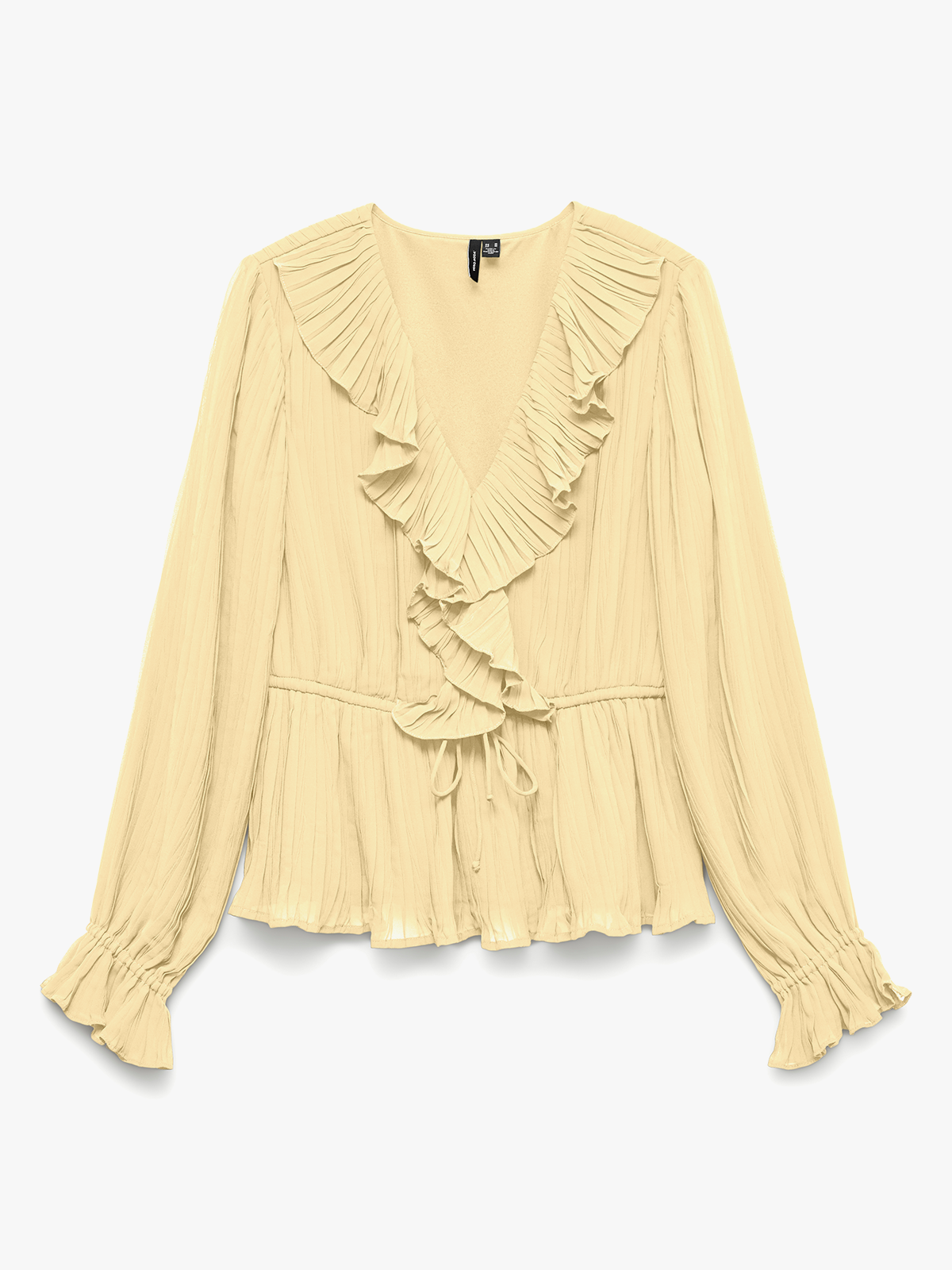 Vero Moda Dora Long Sleeve Frill Pleat Top Flan