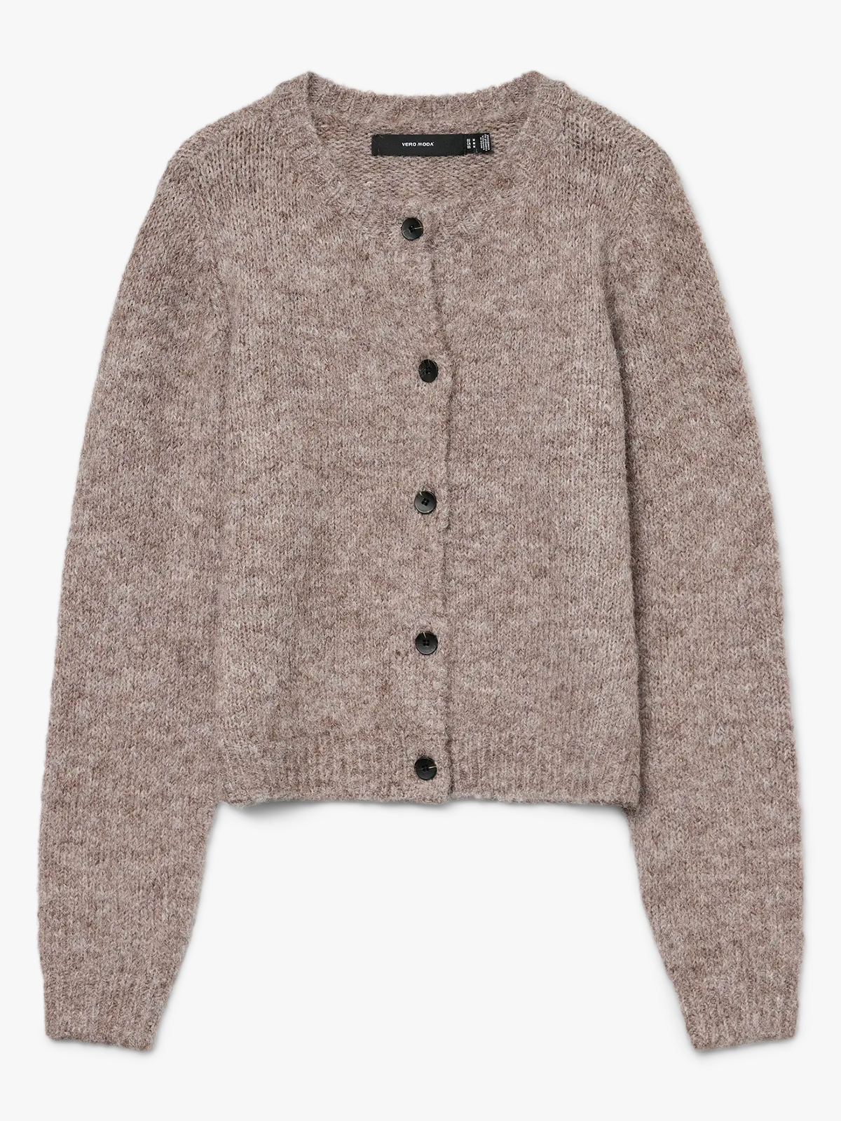 Vero Moda Novah Long Sleeve O-Neck Button Cardigan Brown Lentil Melange