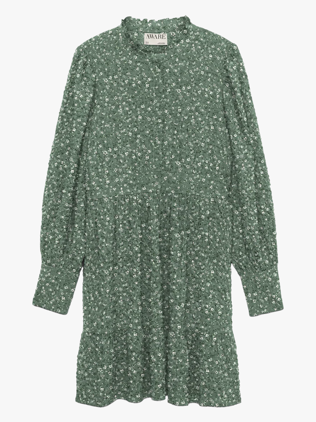 Vero Moda Aware Noelle Long Sleeve High Neck Short Dress Hedge Green