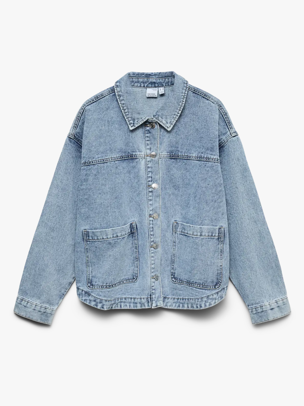 Vero Moda Jamie Long Sleeve Denim Shacket Light Blue Denim