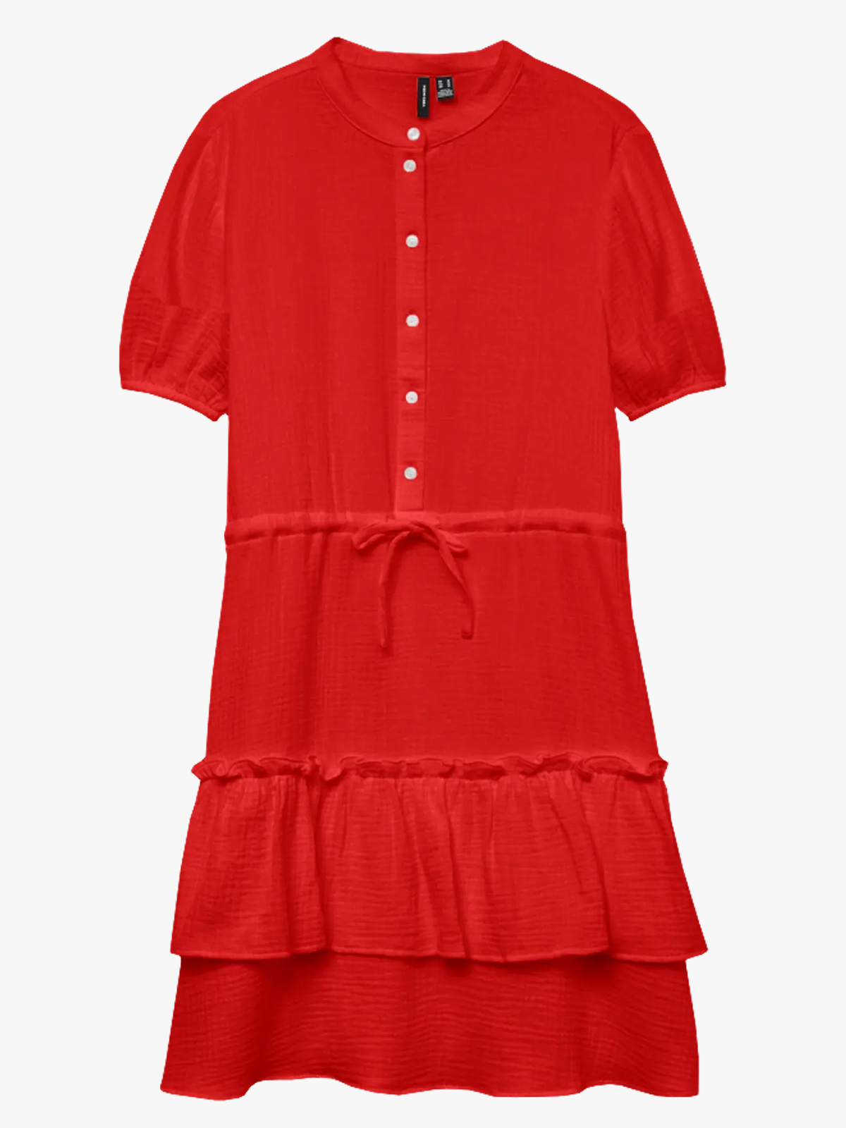 Vero Moda Natti Short Sleeve V-Neck Short Dress Fiery Red