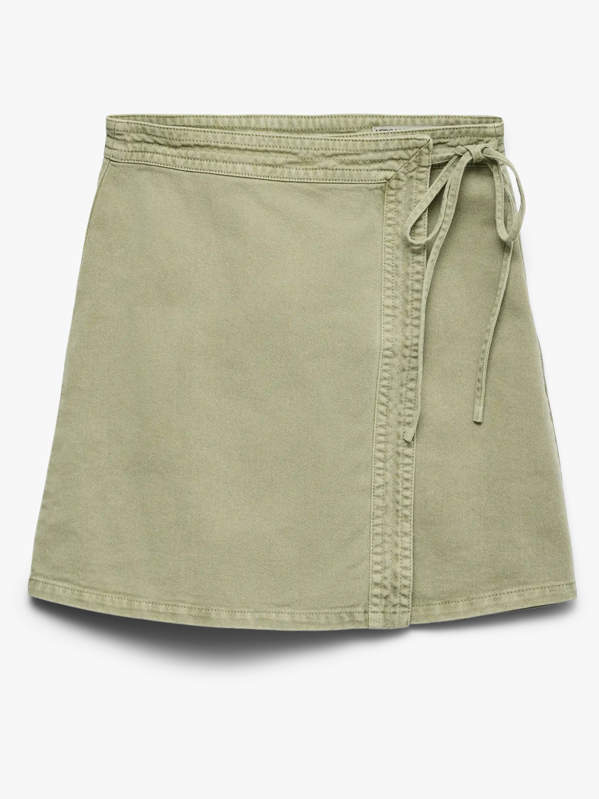 Vero Moda Liza Mid Rise Short Denim Wrap Skirt Laurel Wreath Washed