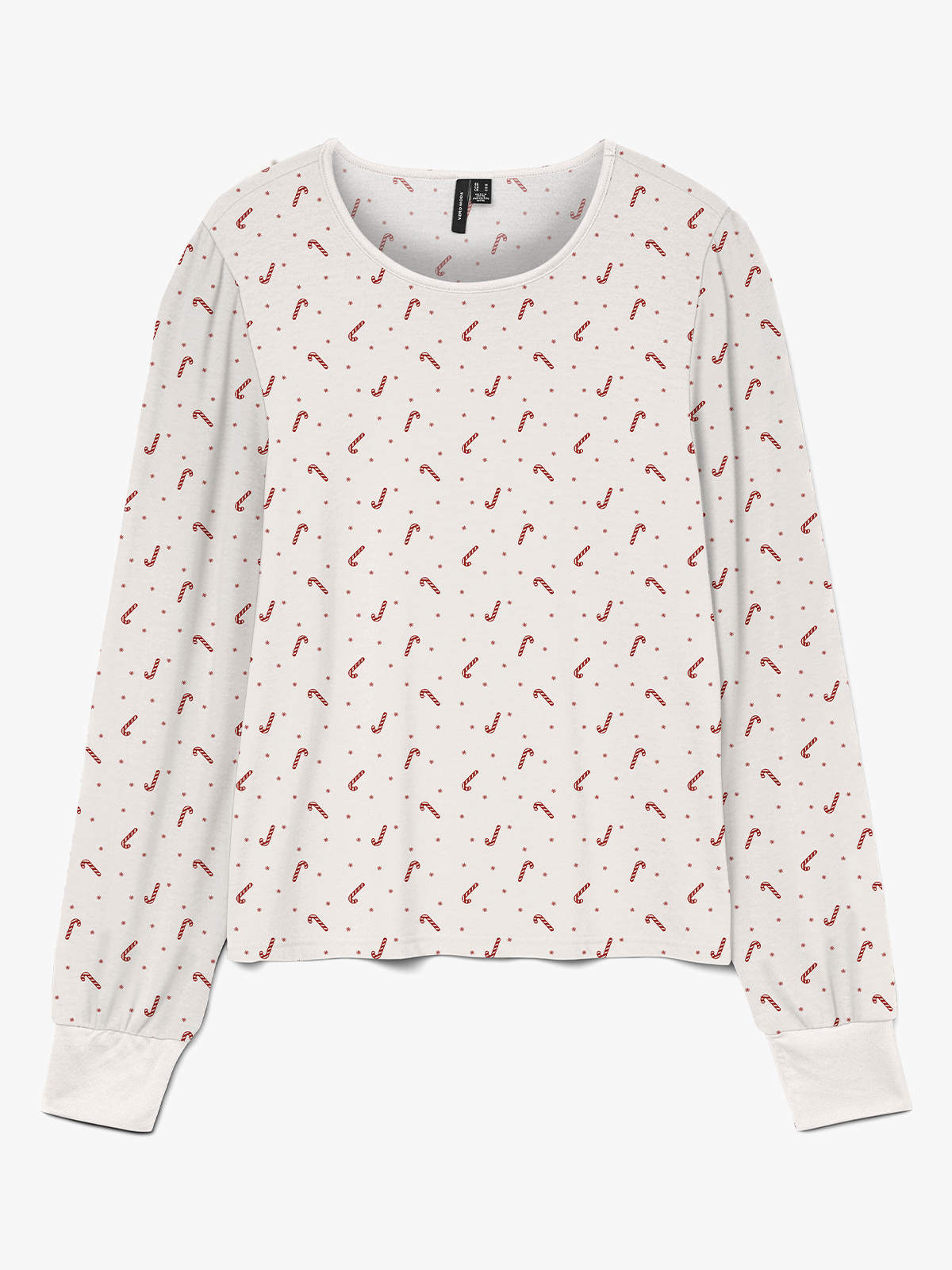 Vero Moda Chris Long Sleeve O-Neck Top XMAS Birch Candy Cane / Biking Red