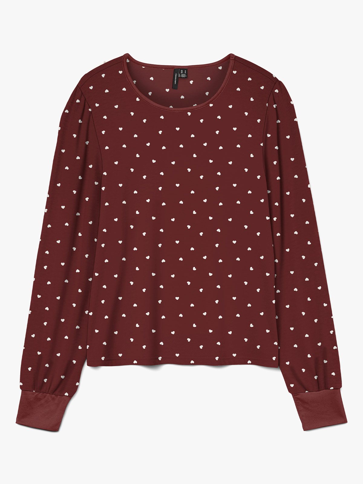 Vero Moda Chris Long Sleeve O-Neck Top XMAS Biking Red HEART - BIRCH