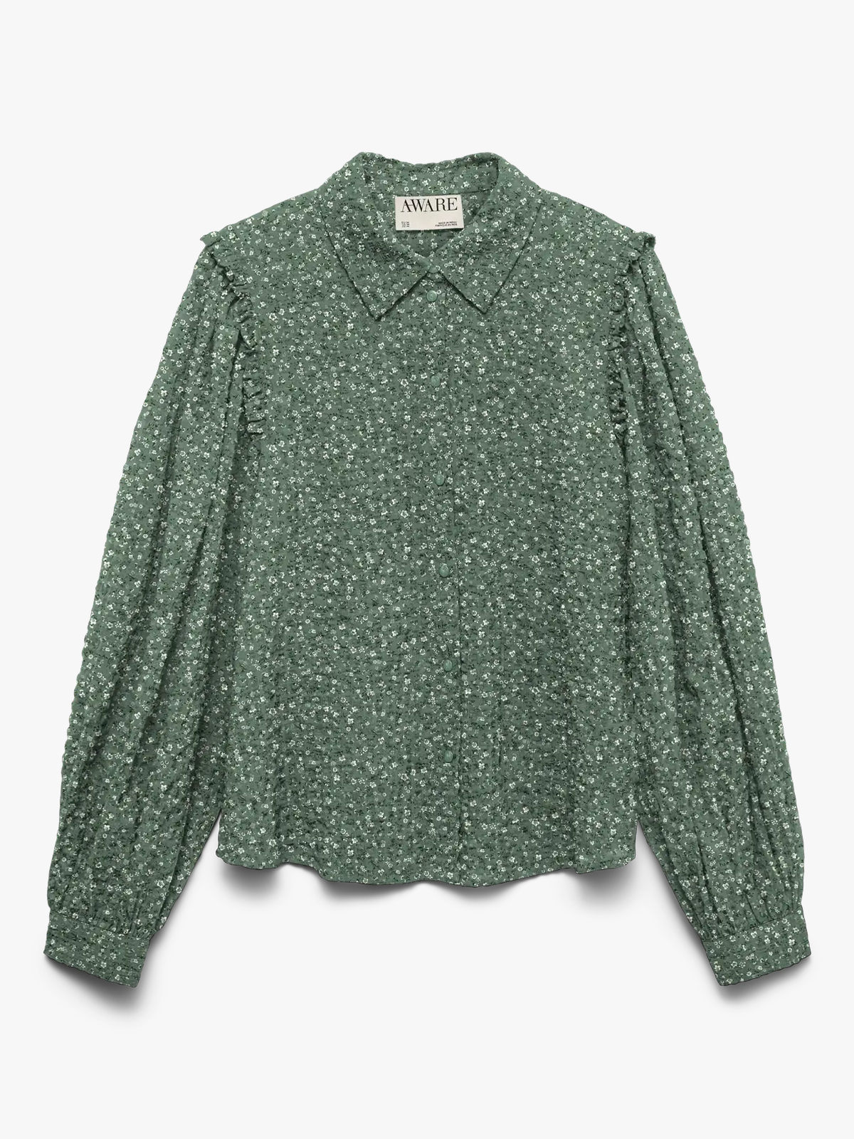 Vero Moda Aware Noelle Long Sleeve Shirt Hedge Green Iceberg Green