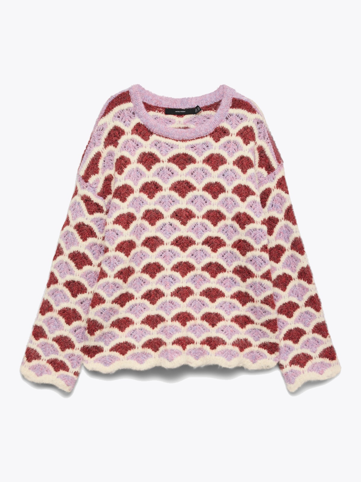 Vero Moda Annabelle Long Sleeve O-Neck Pullover Elderberry Windsro Wine/Birch