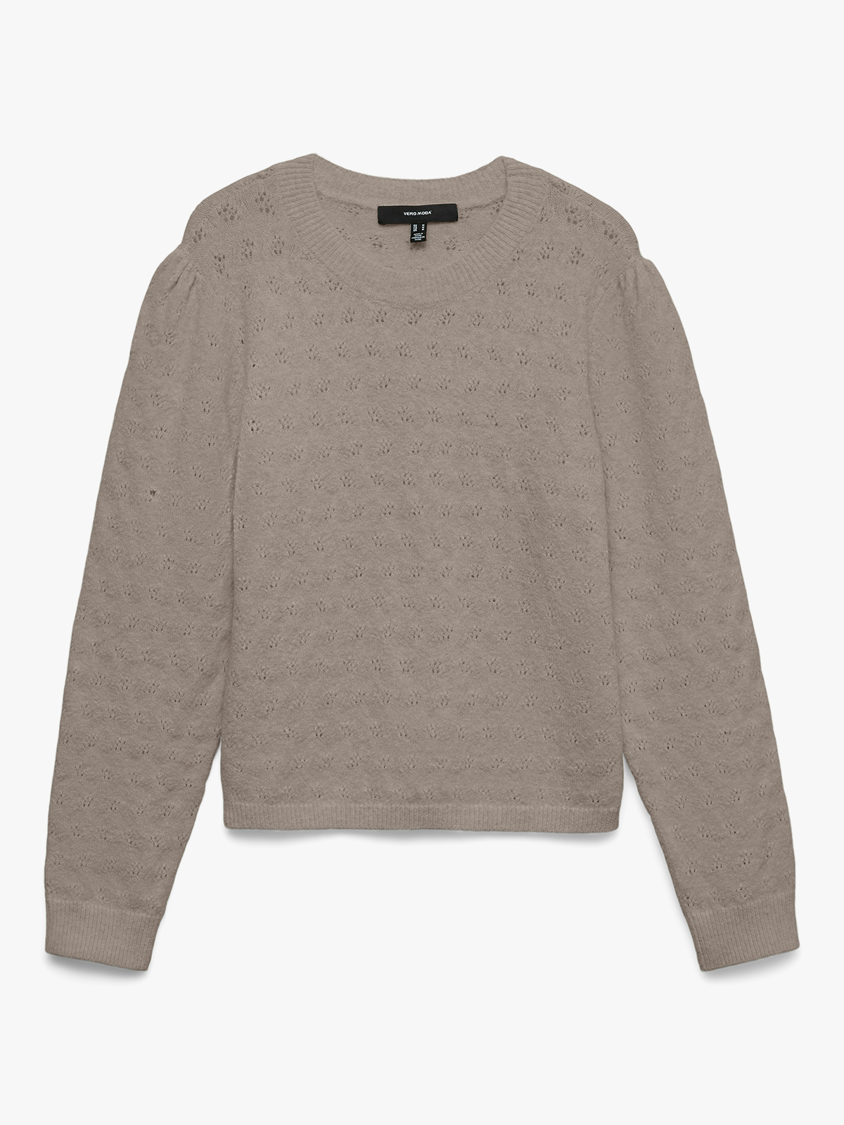 Vero Moda Doffy Stitch Long Sleeve O-Neck Pullover Moon Rock Melange
