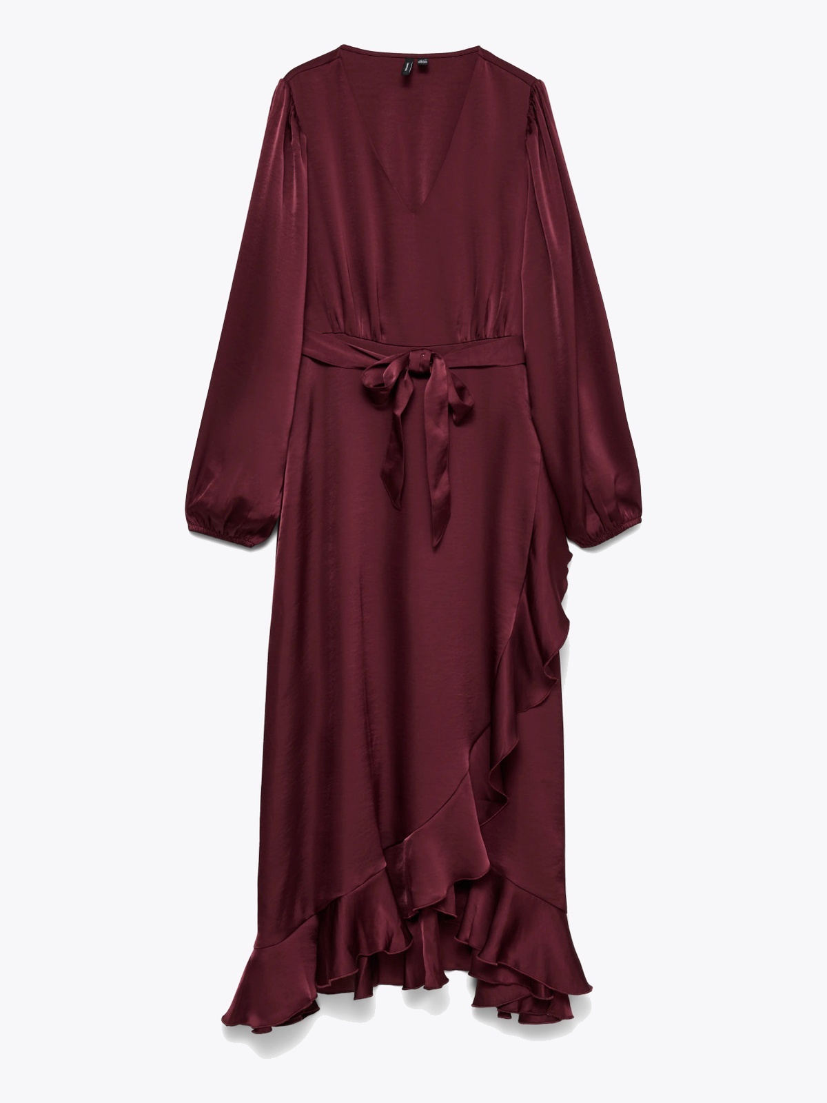 Vero Moda Miro Long Sleeve 7/8 V-Neck Dress Windsor Wine