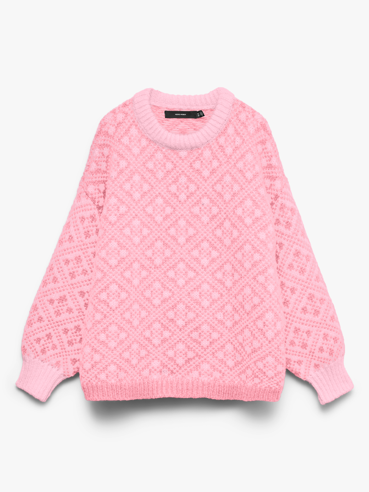 Vero Moda Inga Long Sleeve O-Neck Oversized Pullover Pink-A-Boo W. Pink Cherub