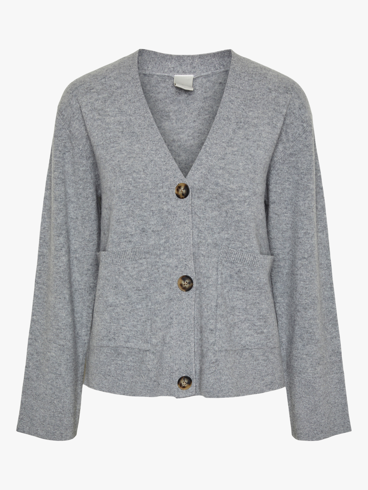 Y.A.S Emilie Long Sleeve Cardigan Knit Light Grey Melange