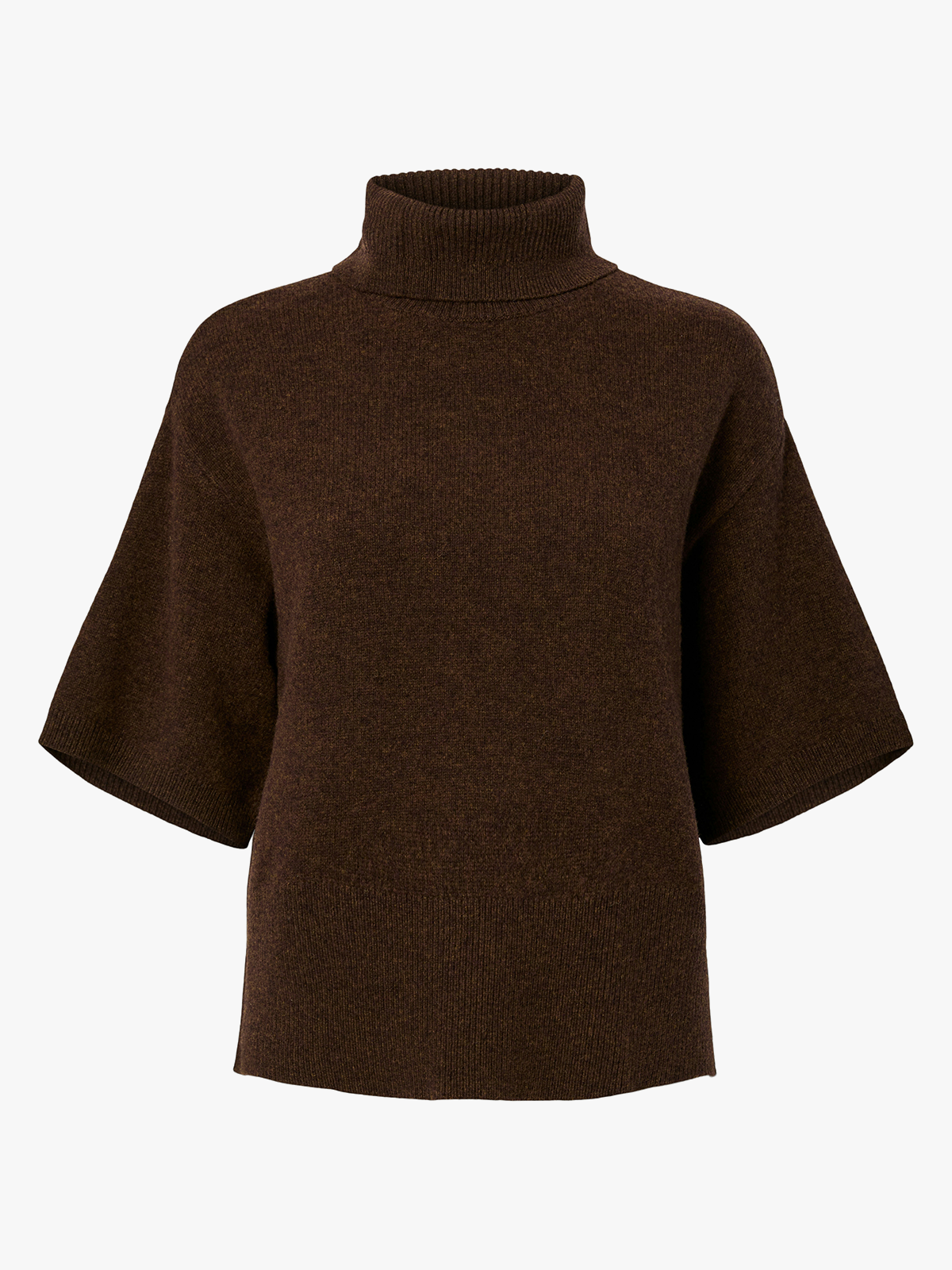Y.A.S Emila 2/4 Roll Neck Knit Pullover Chocolate Brown