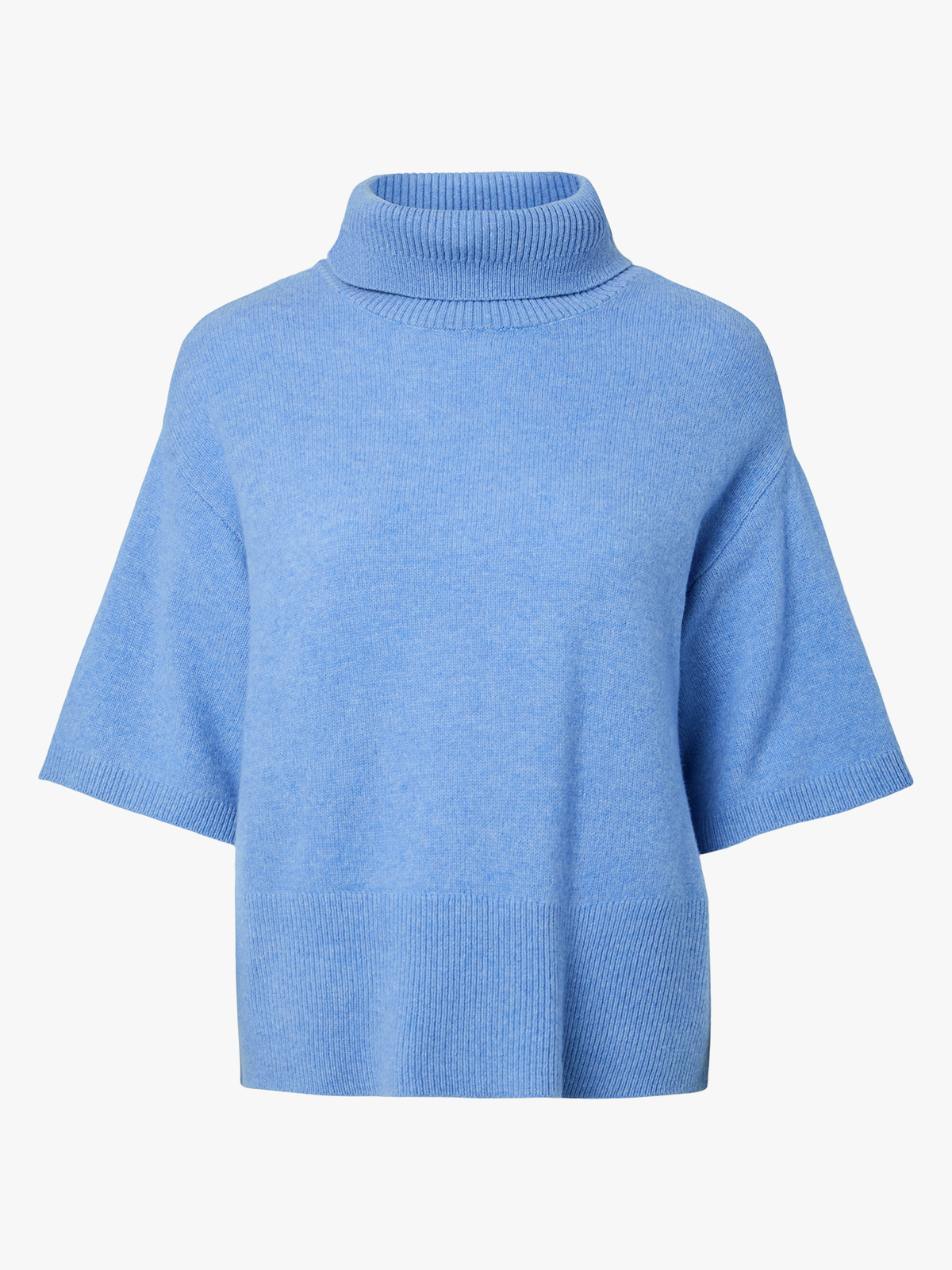 Y.A.S Emila 2/4 Roll Neck Knit Pullover Vista Blue