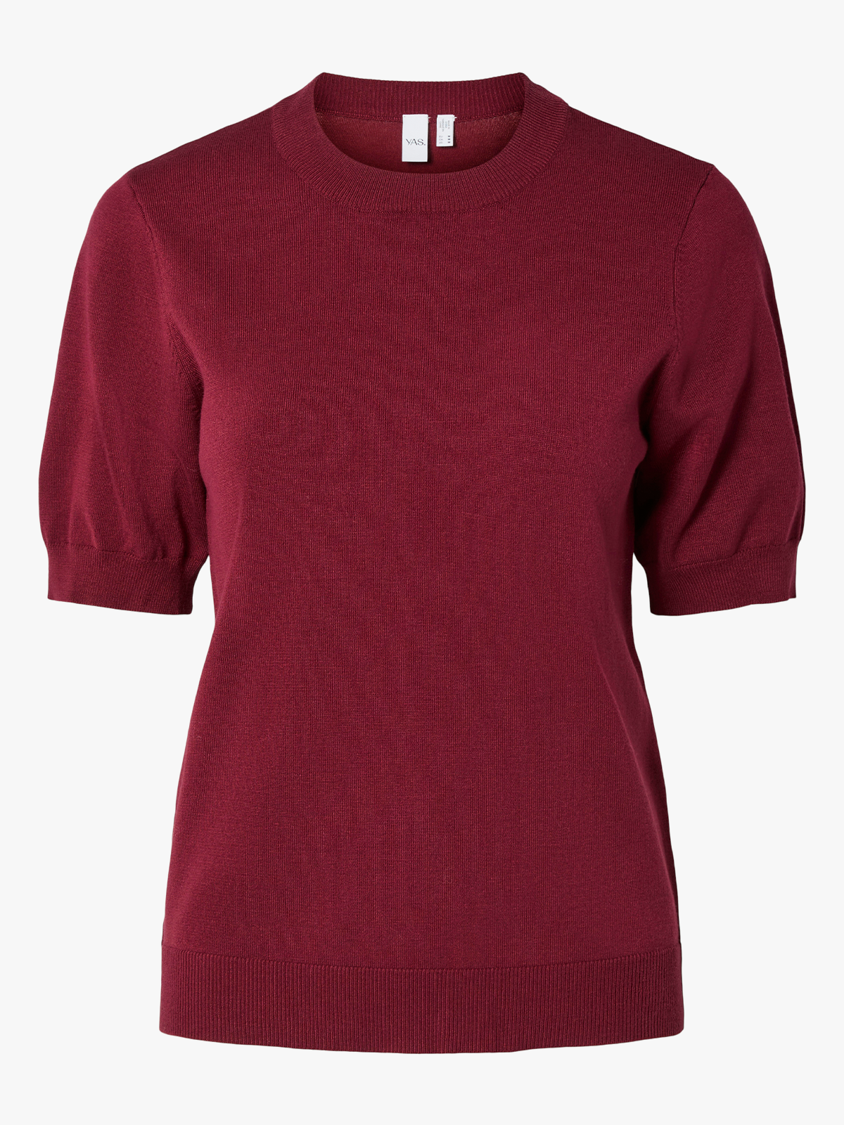 Y.A.S Lena Short Sleeve Knit Pullover Tibetan Red
