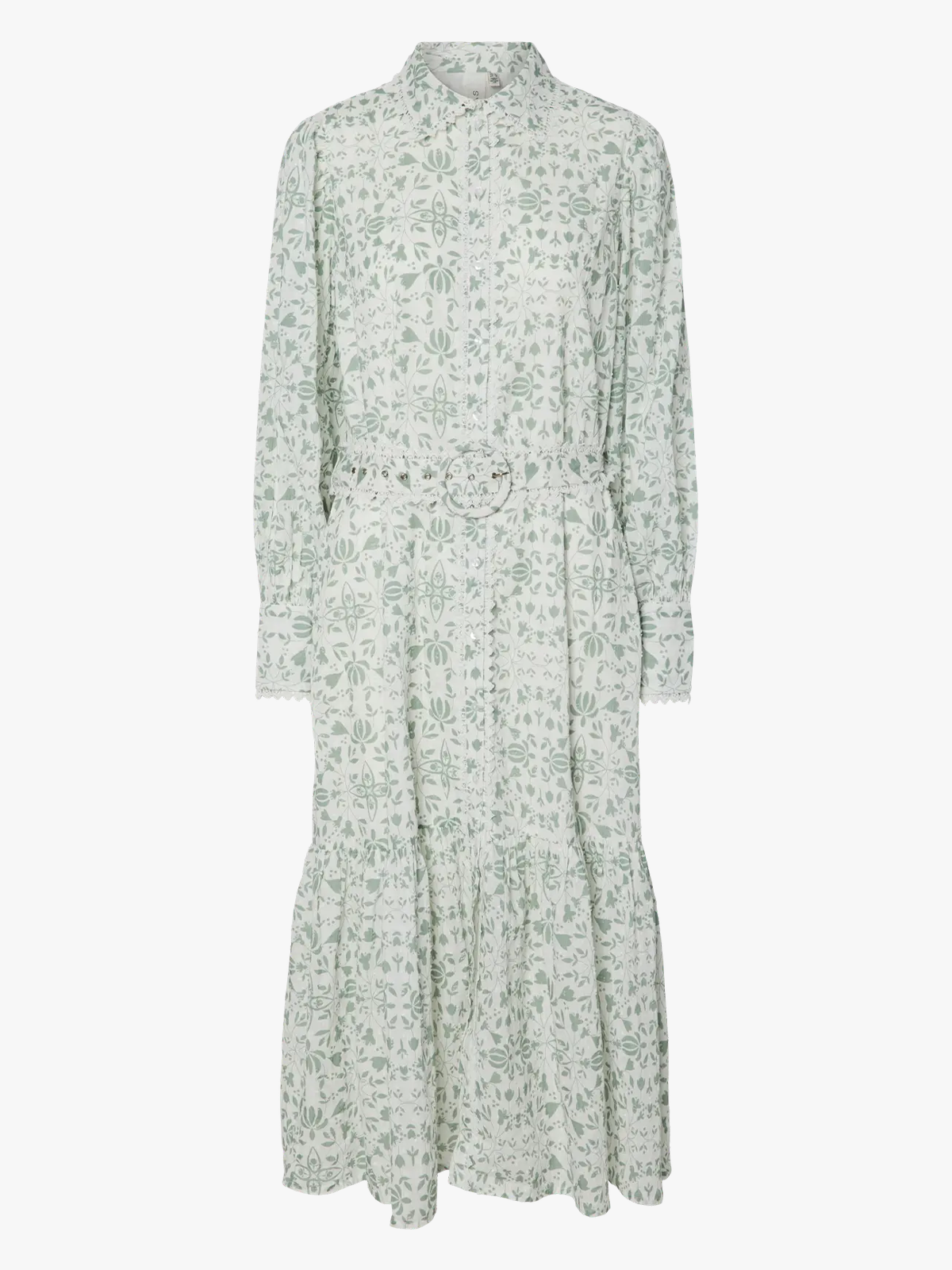 Y.A.S Vips Long Shirt Dress Iceberg Green Vips Print