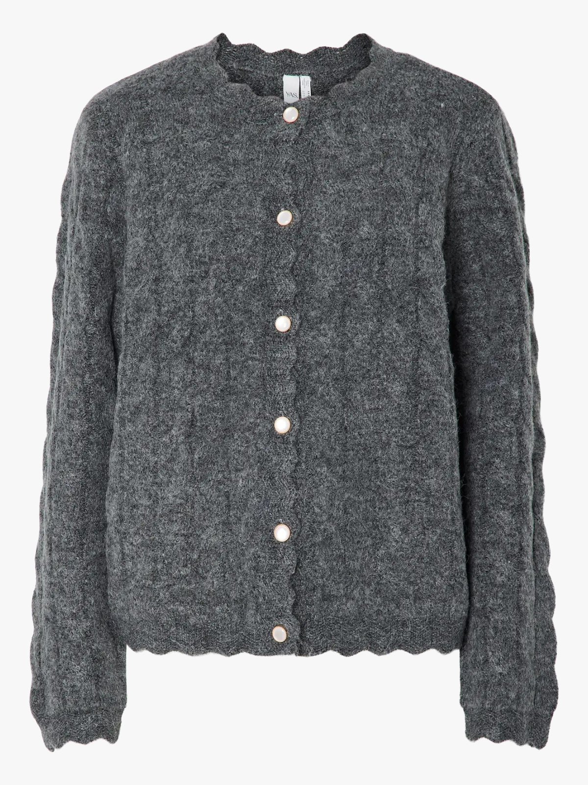 Y.A.S Bubera Long Sleeve Knit Cardigan Dark Grey Melange