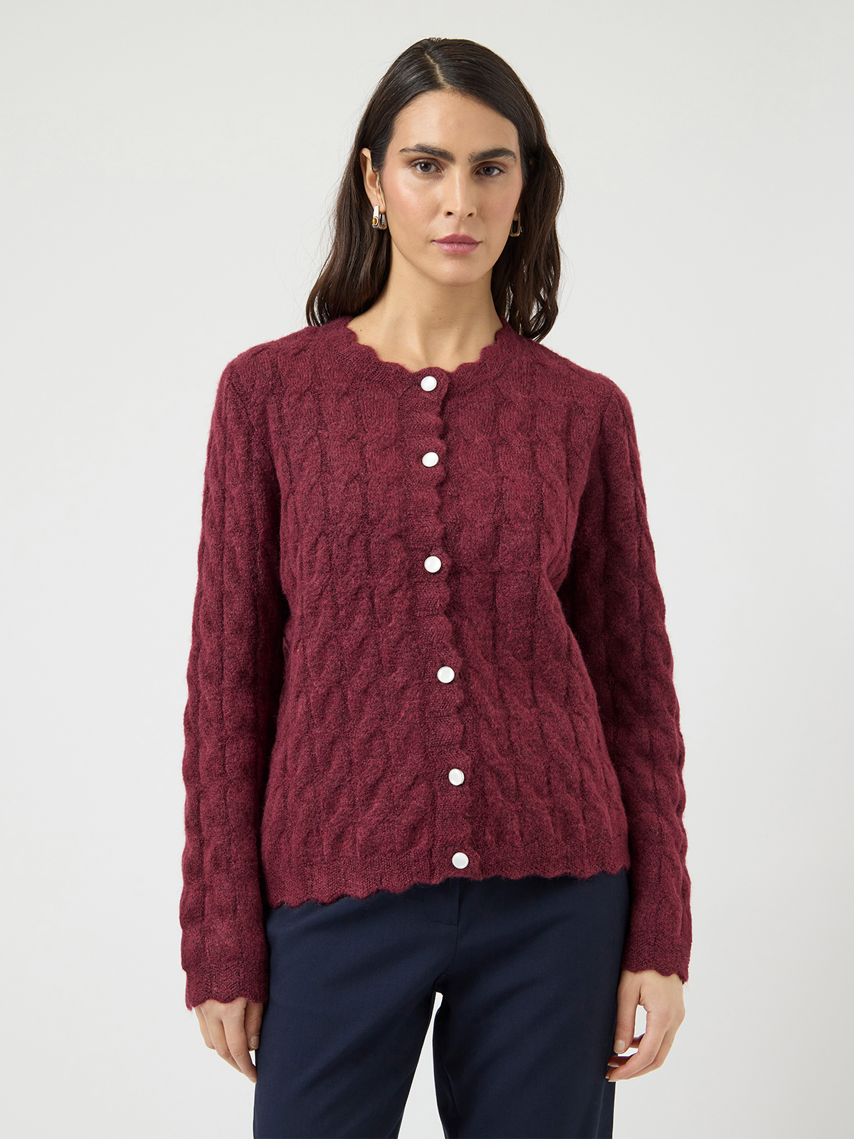 Y.A.S Bubera Long Sleeve Knit Cardigan Rhododendron