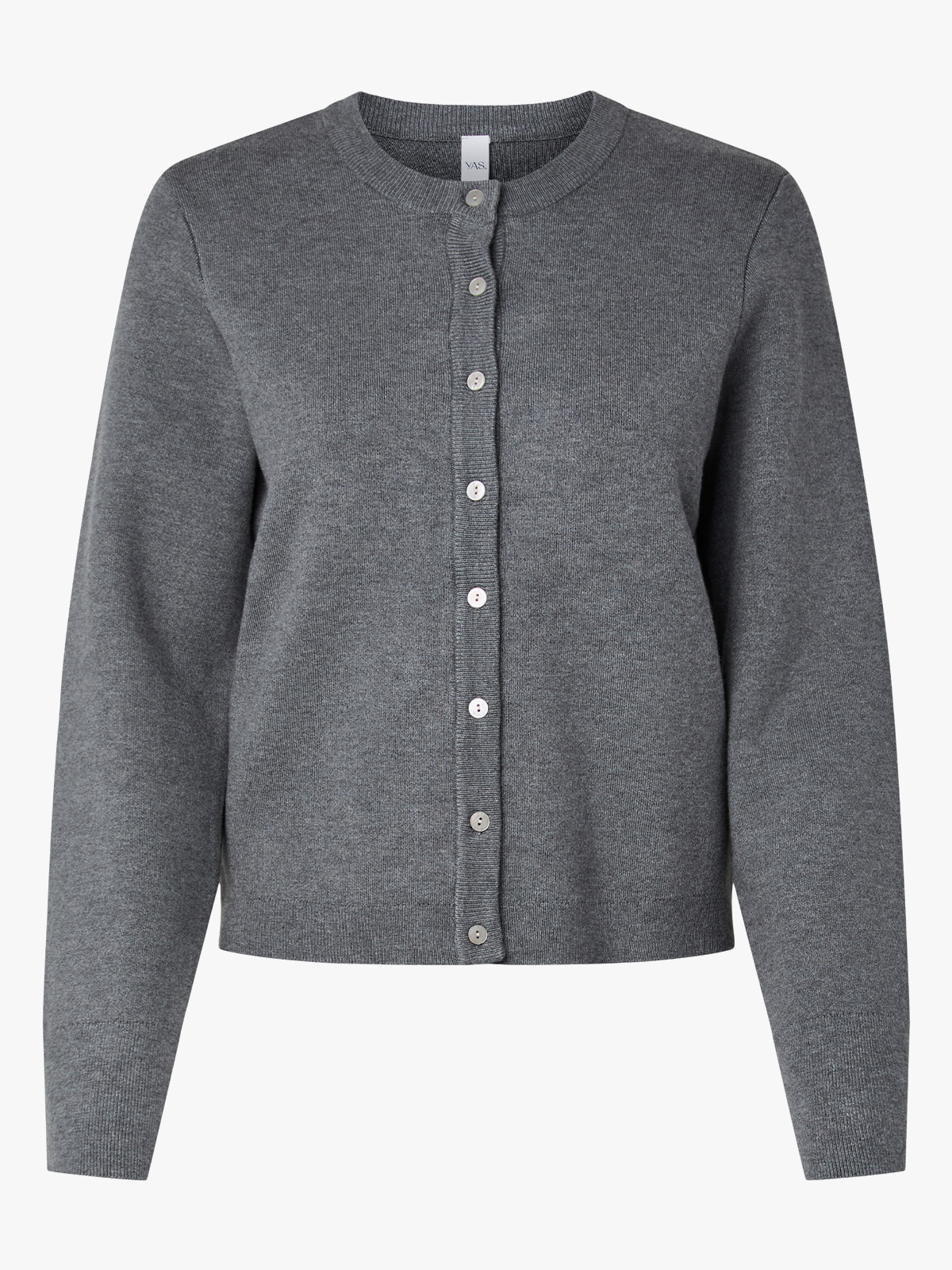 Y.A.S Elena Long Sleeve Knit Cardigan Medium Grey Melange