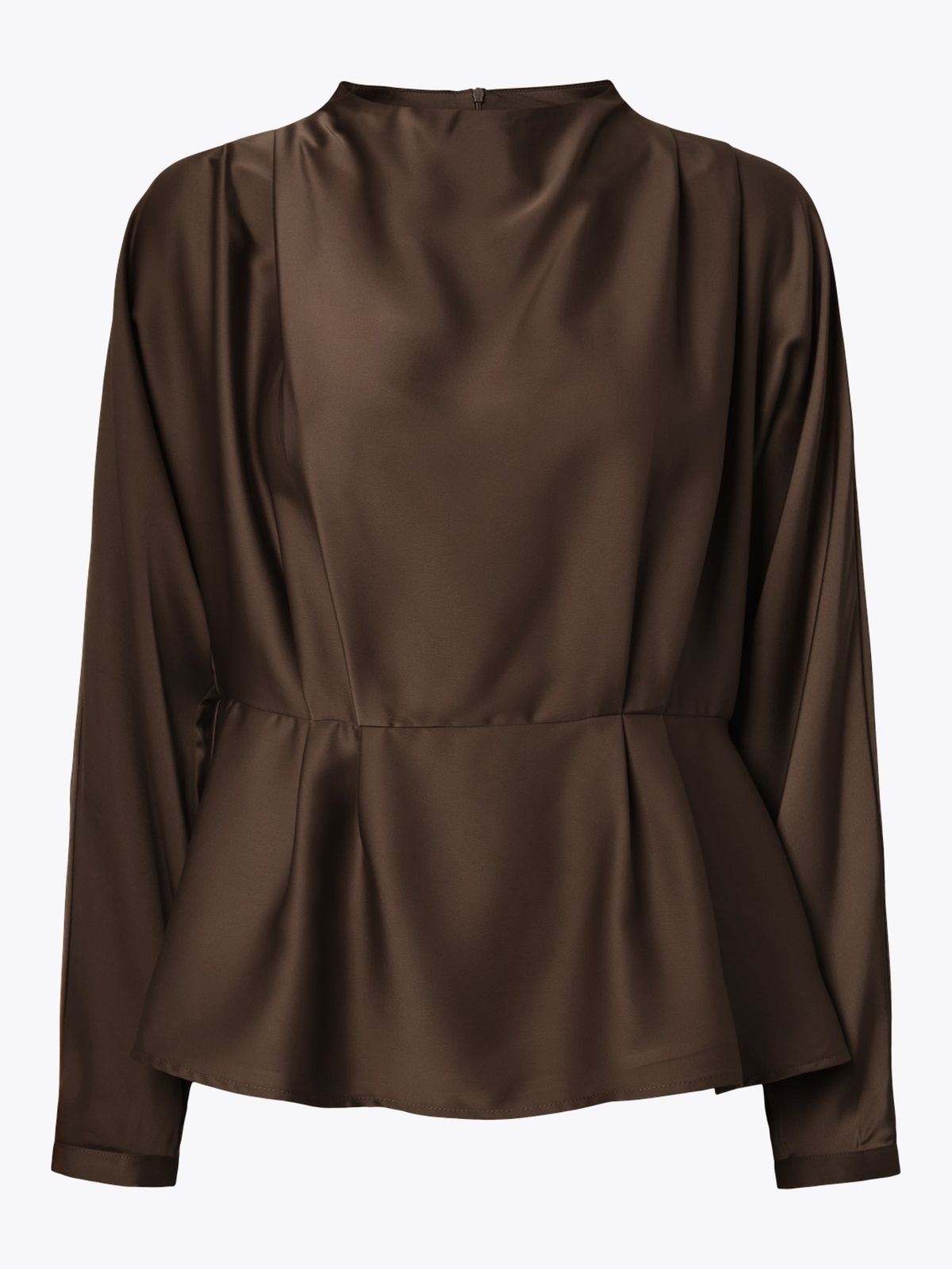 Y.A.S Pella Long Sleeve Funnel Neck Top Chocolate Brown
