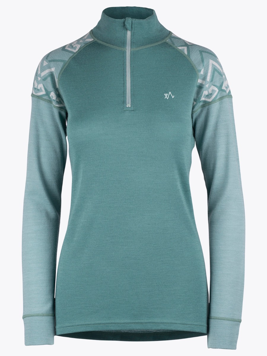 Twentyfour Finse Freja Ull Half zip Dus grønn