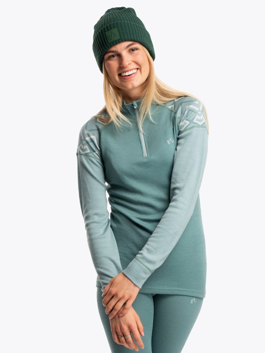 Twentyfour Finse Freja Ull Half zip Dus grønn