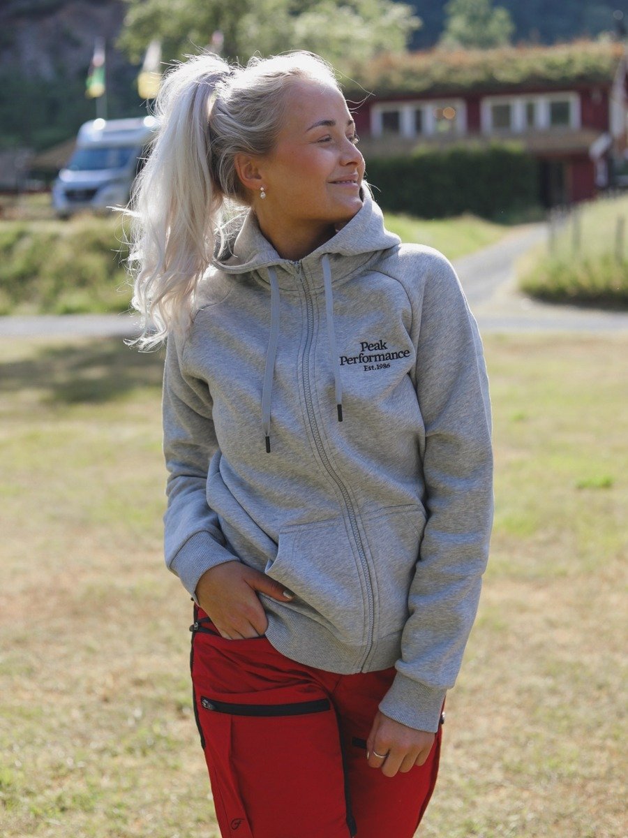 Peak Performance Original Zip Hood Med Grey Mel