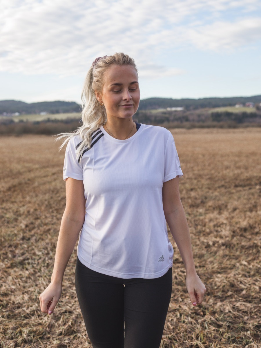 adidas Run It Tee 3 Stripes White