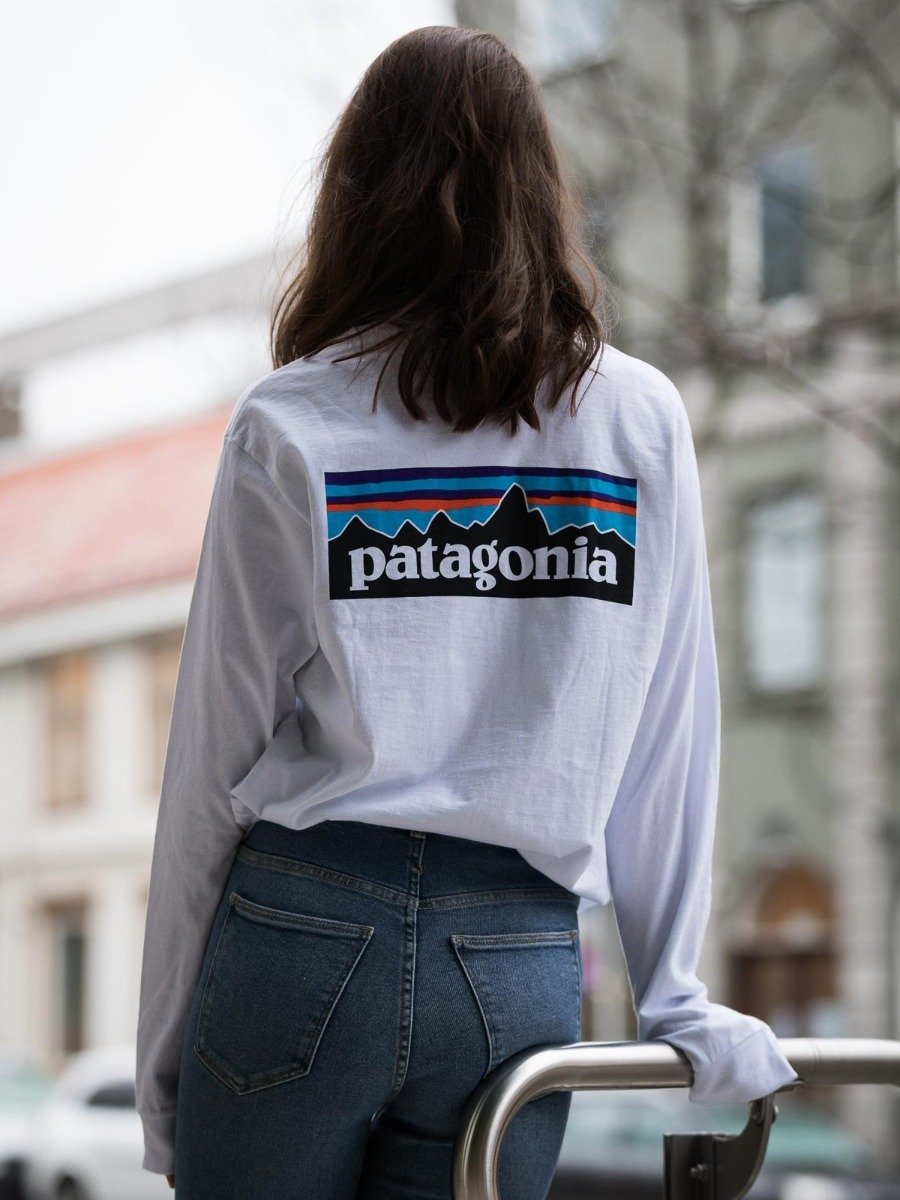 Patagonia Long Sleeve P-6 Logo Responsibili-T White