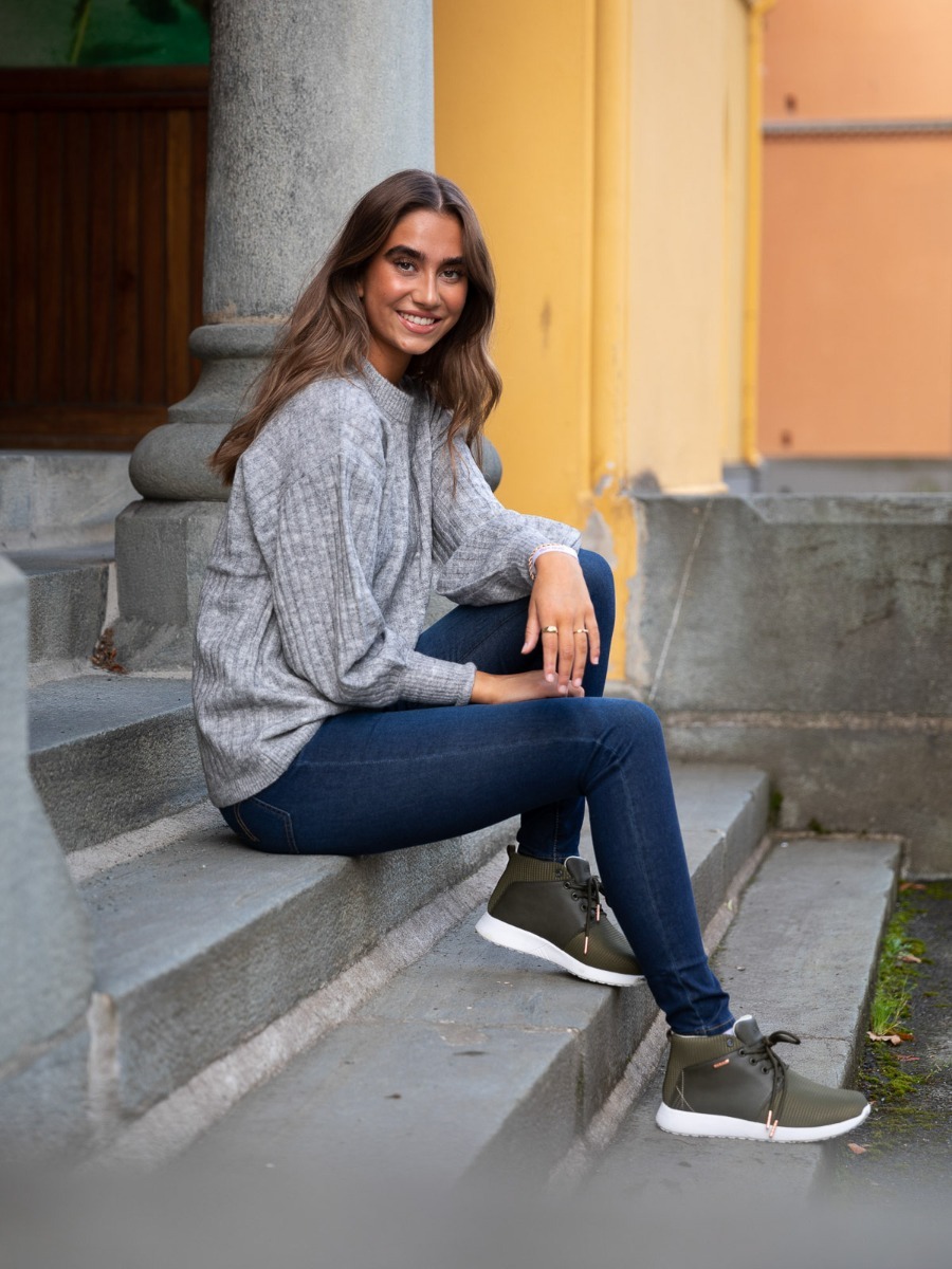 Ichi Amara Long Sleeve Rib Grey Melange