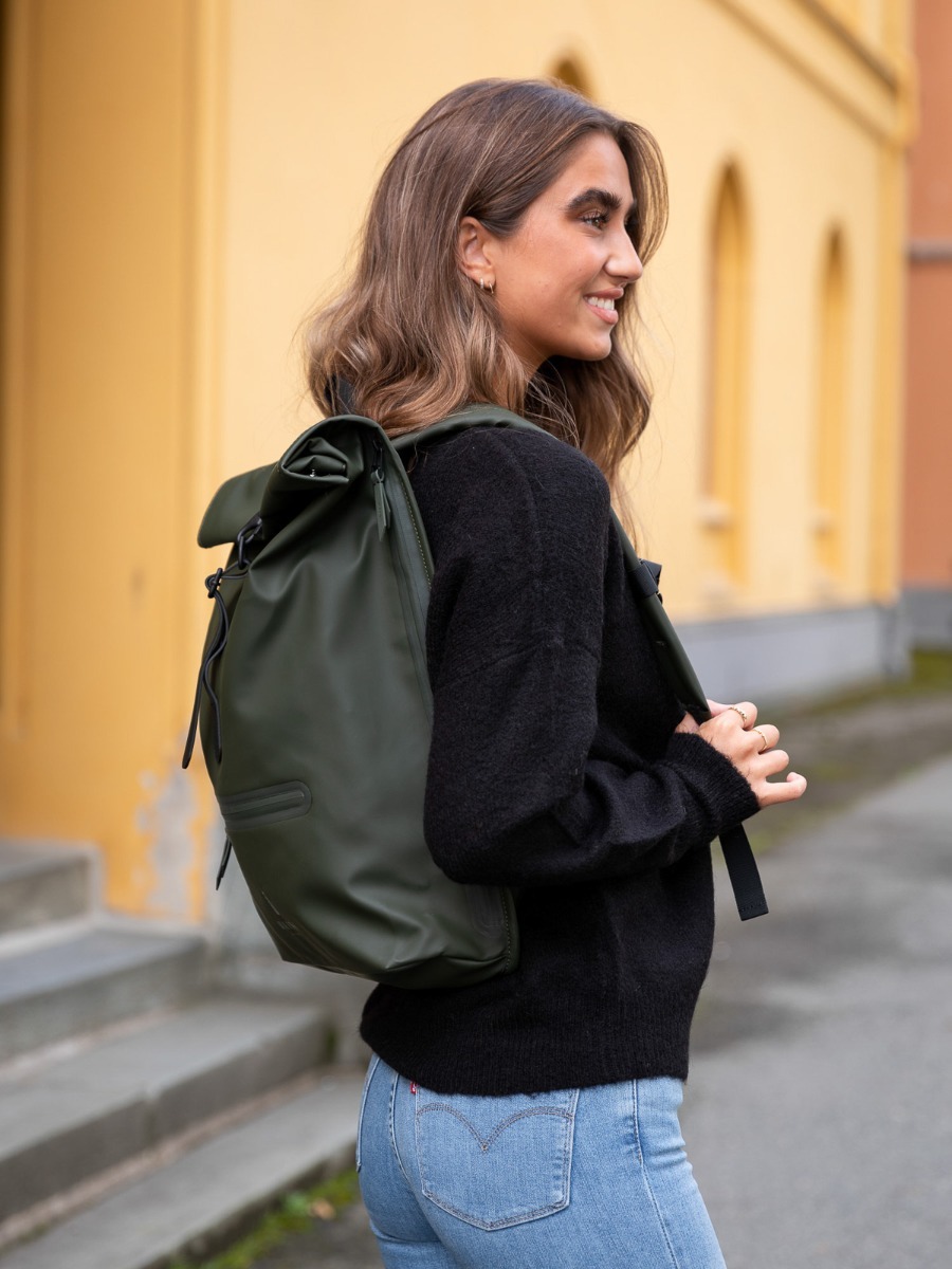 Rains Roll Top Rucksack Green