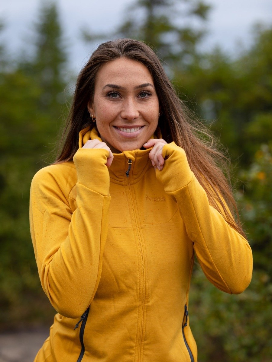 Bergans Cecilie Wool Hood Jacket Golden Yellow