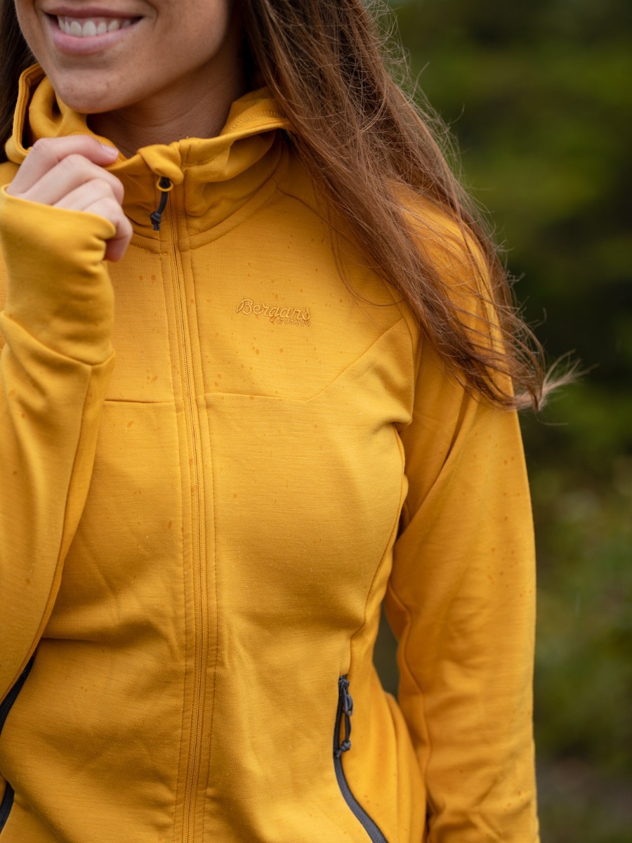 Bergans Cecilie Wool Hood Jacket Golden Yellow