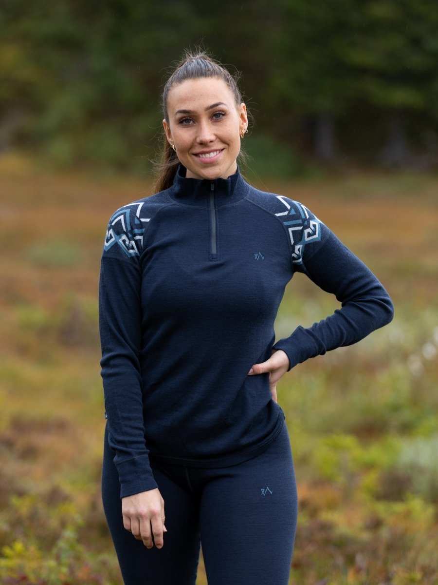 Twentyfour Finse Freja Ull Half zip Blekkblå