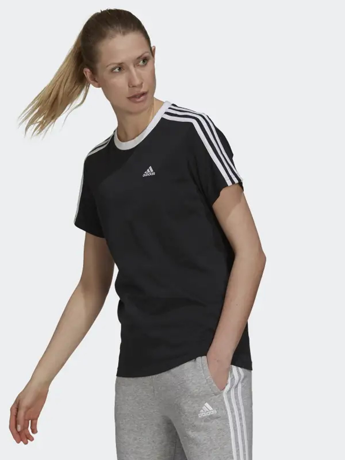 adidas 3-Stripes BoxFit Tee Black/ White