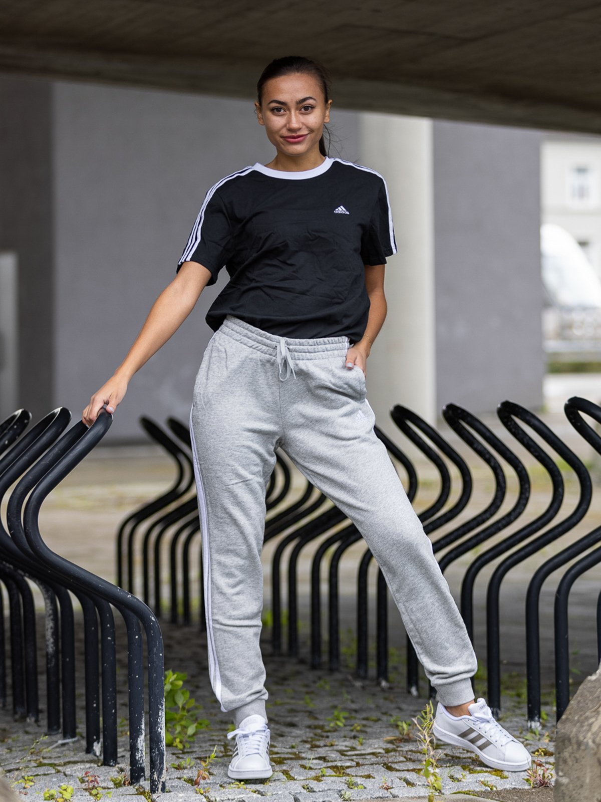 adidas 3-Stripes BoxFit Tee Black/ White