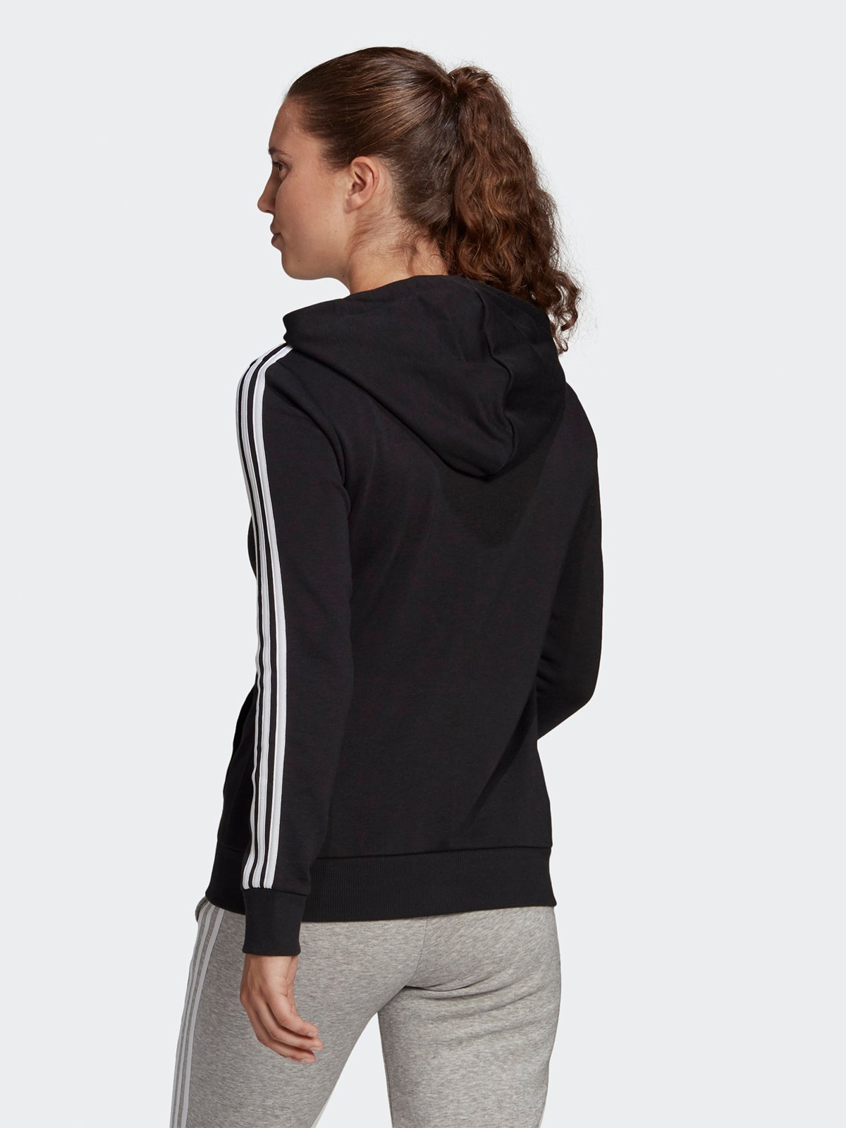 adidas Fleece 3-Stripes Full Zip Hoodie Black / White