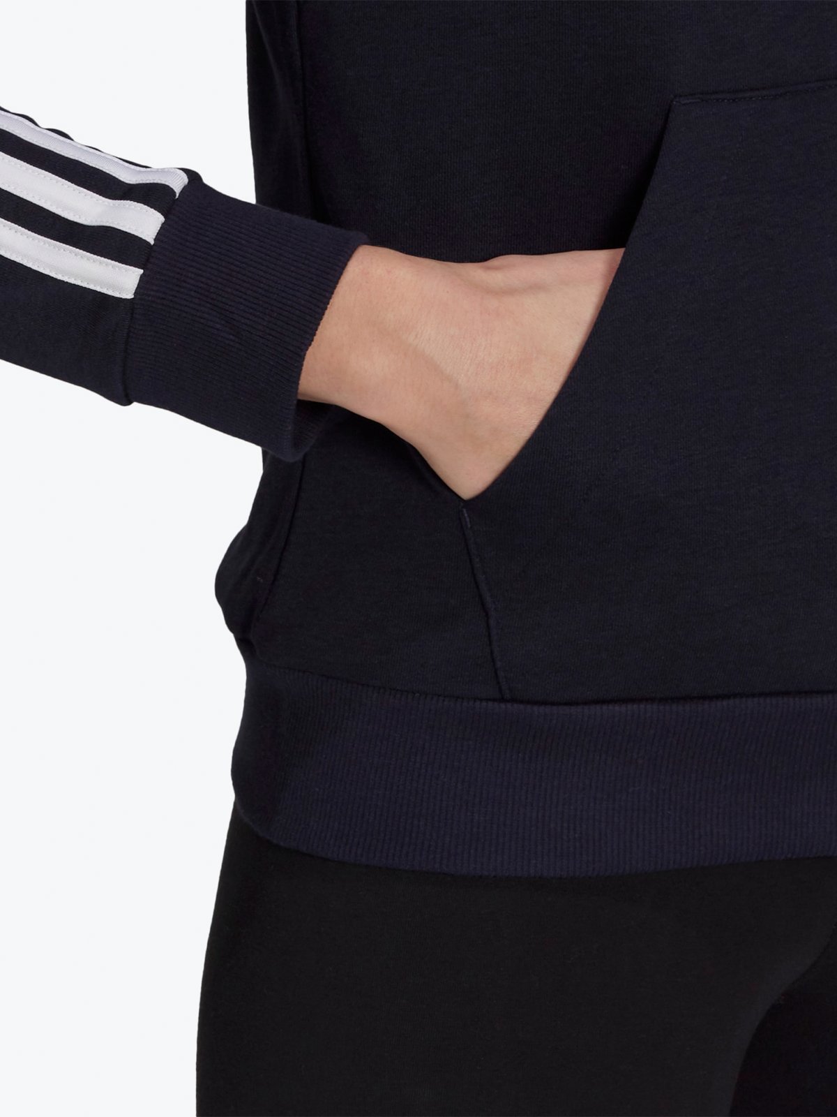 adidas Fleece 3-Stripes Full Zip Hoodie Legend Ink / White