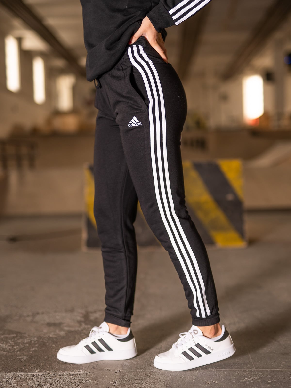 adidas 3-Stripes French Terry Pant Black/ White